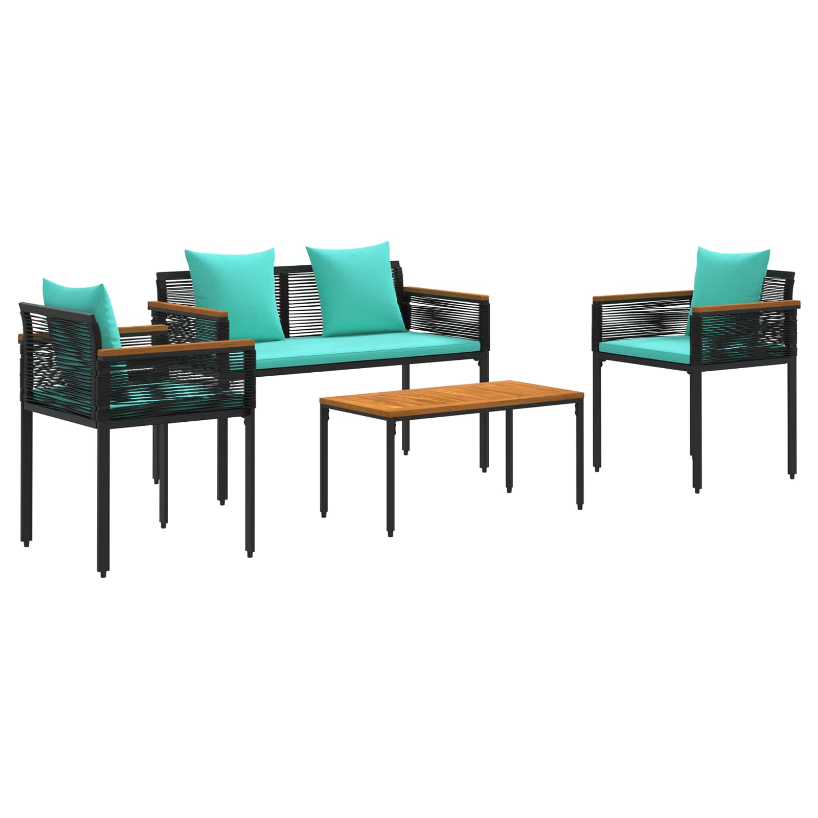 Ensemble de meubles d'extérieur Noir et turquoise polyrotin - XIOS