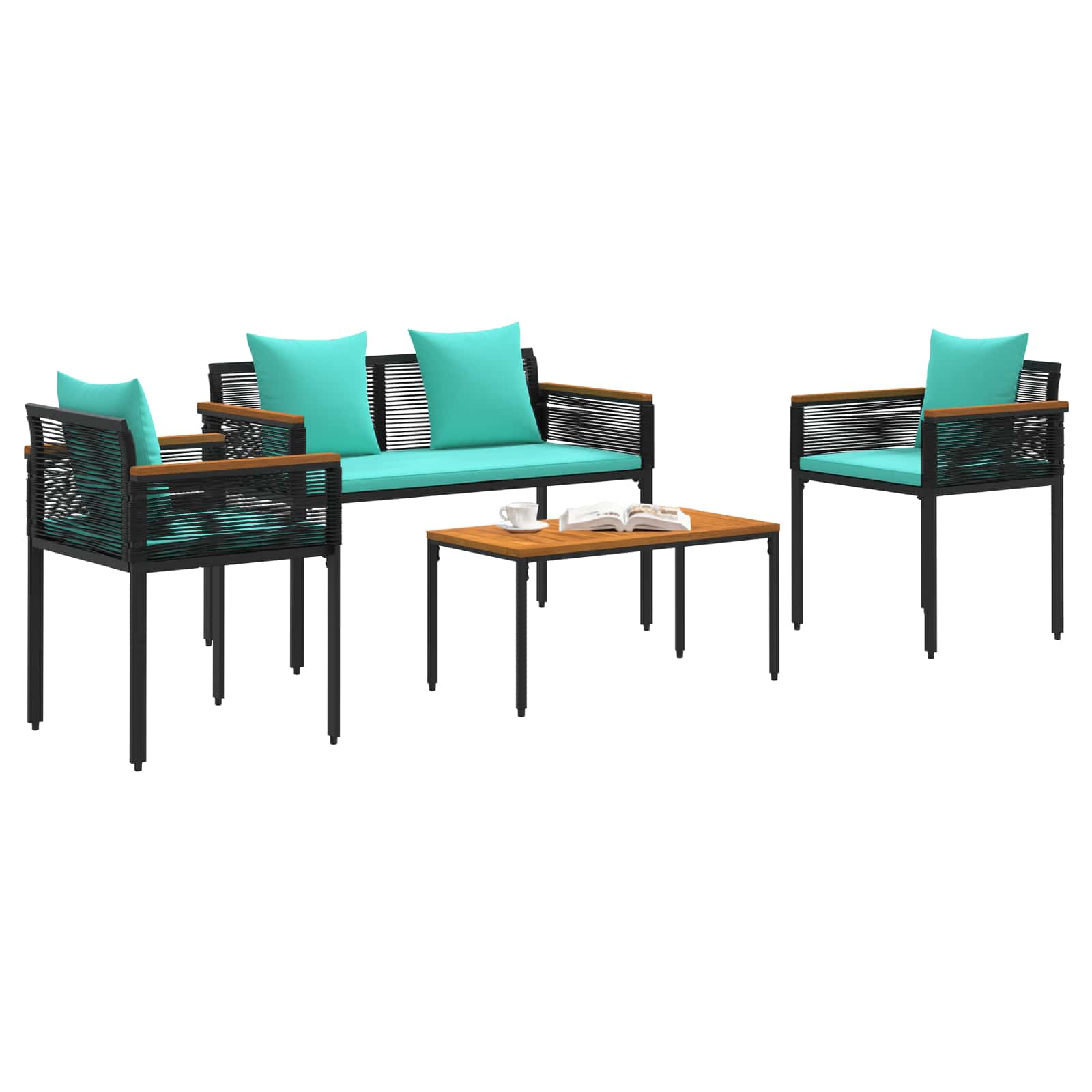 Ensemble de meubles d'extérieur Noir et turquoise polyrotin - XIOS