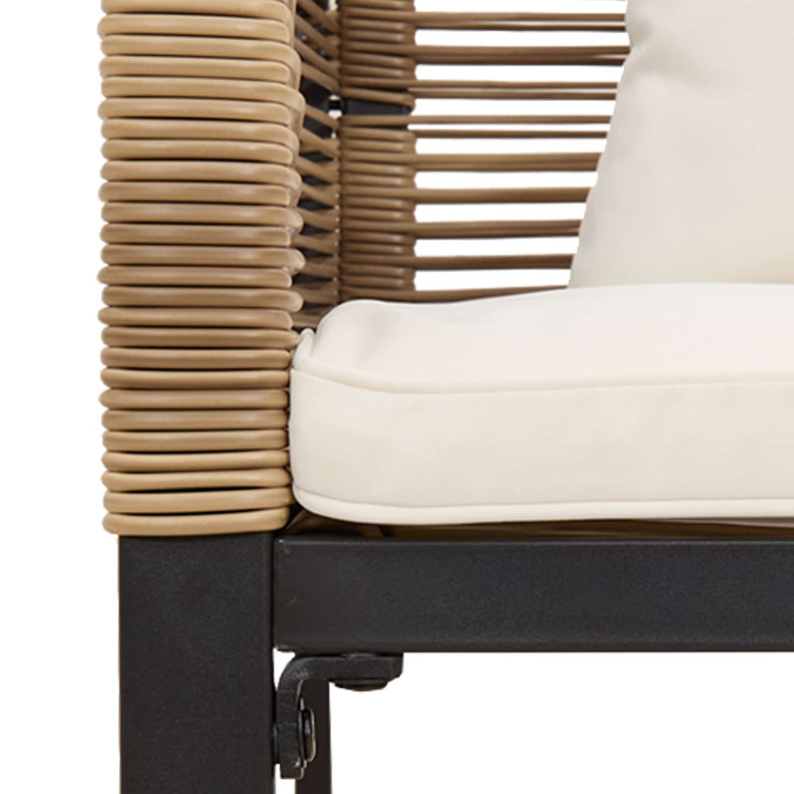 Ensemble de meubles d'extérieur Beige et blanc crème polyrotin - XIOS