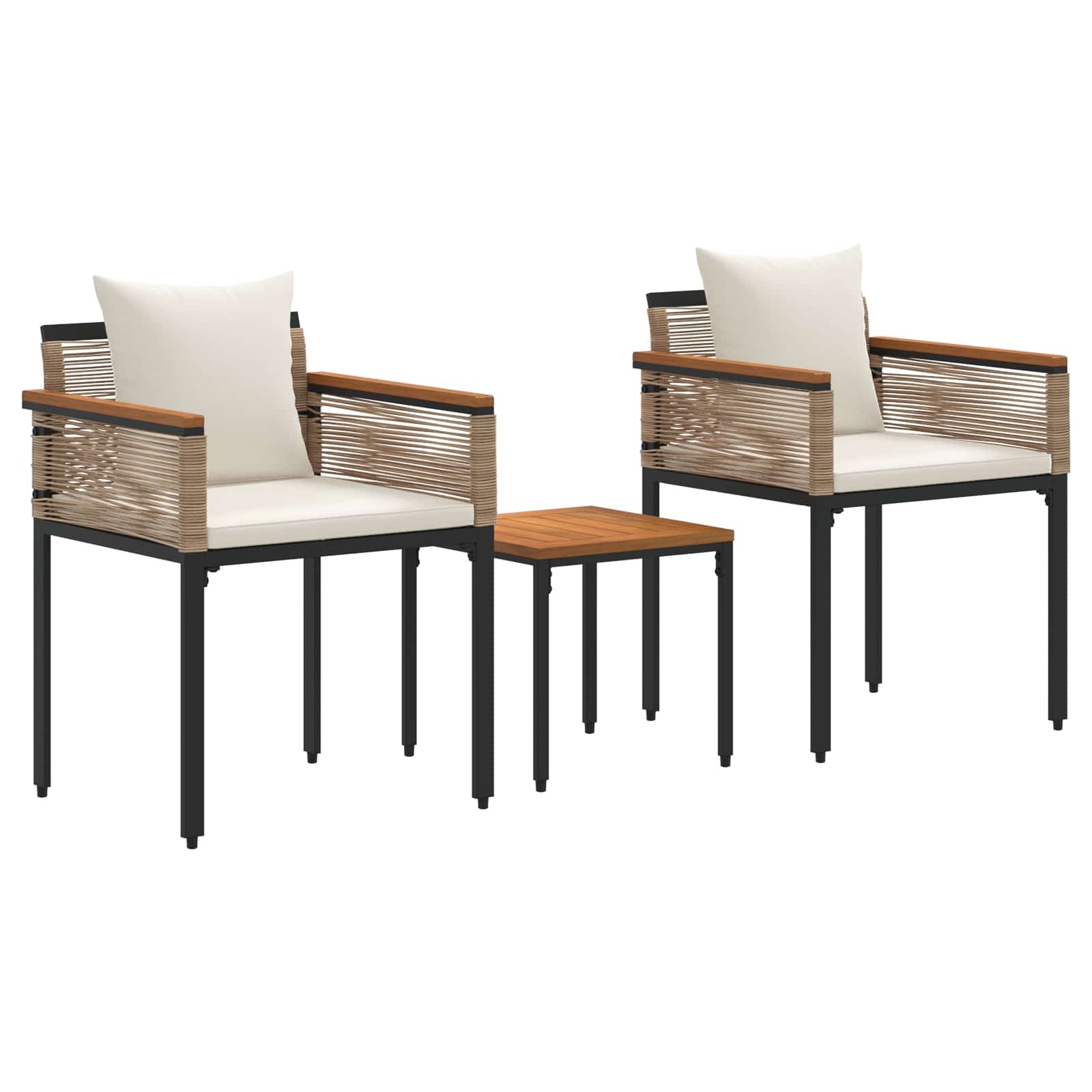 Ensemble de meubles d'extérieur Beige et blanc crème polyrotin - XIOS