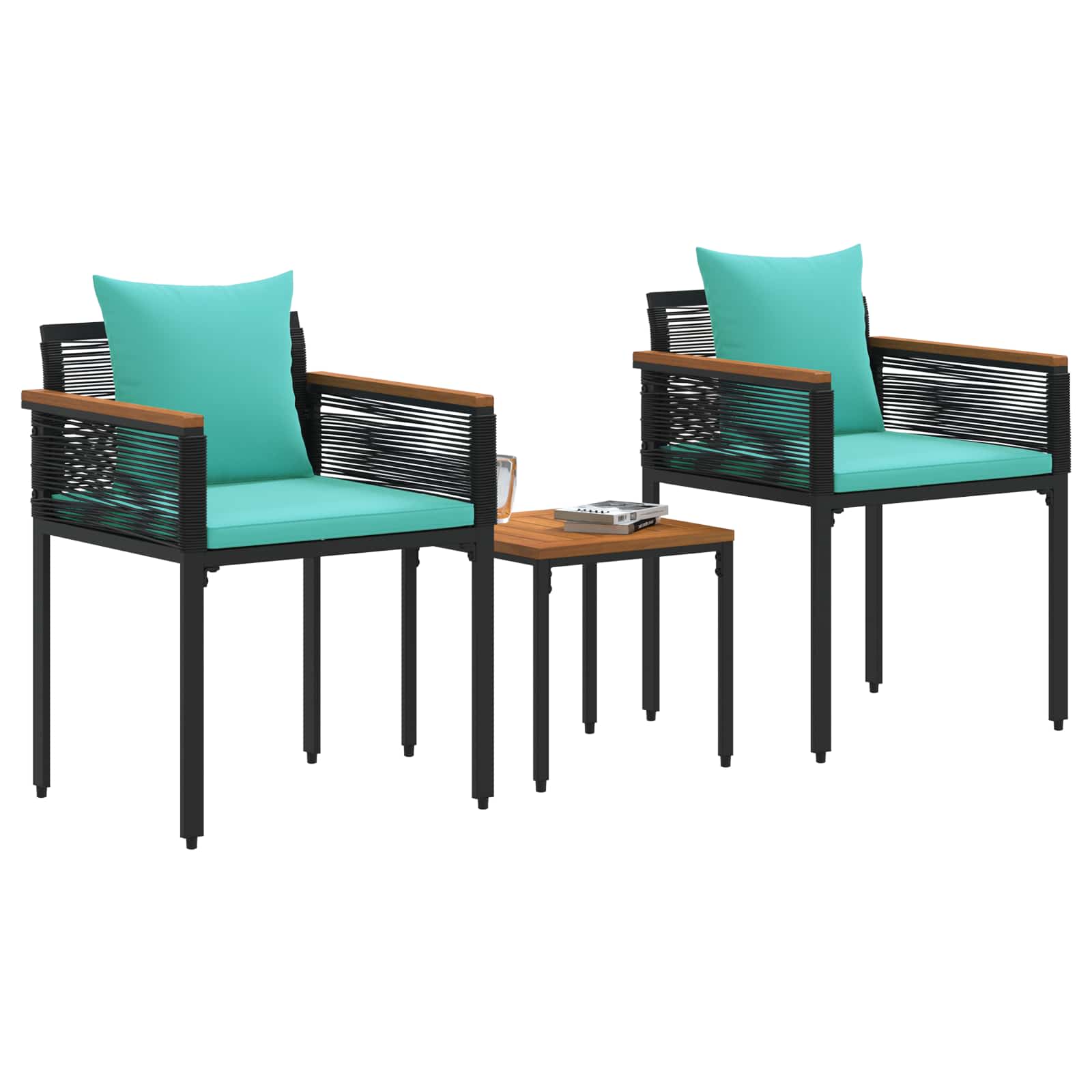 Ensemble de meubles d'extérieur Noir et turquoise polyrotin - XIOS