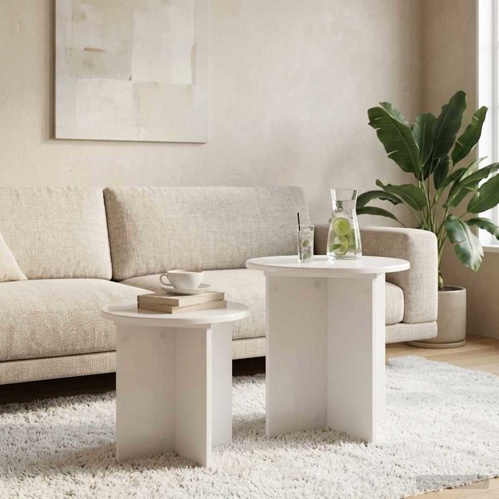 Ensemble de tables d'appoint avec stockage 2 pcs Blanc brillant - XIOS
