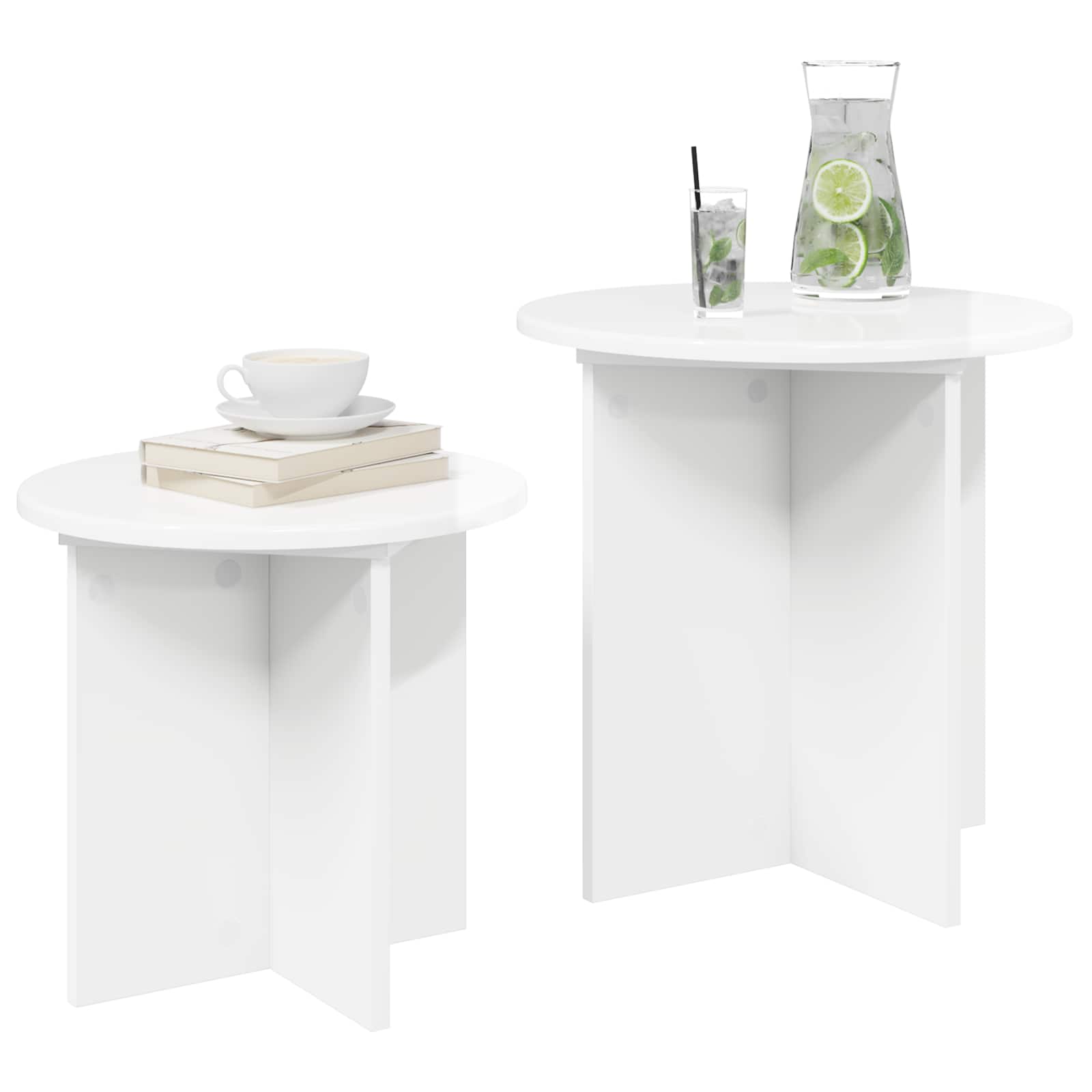 Ensemble de tables d'appoint avec stockage 2 pcs Blanc brillant - XIOS