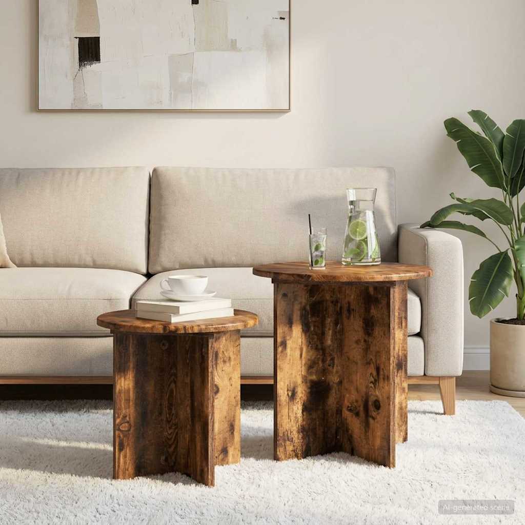 Ensemble de tables d'appoint 2 pcs Chêne Fumé Bois d’ingénierie - XIOS