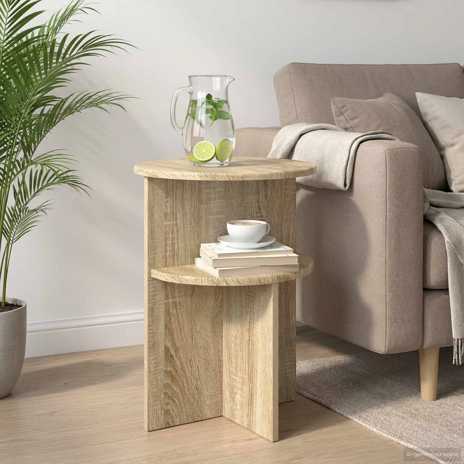 Table d'appoint Chêne Sonoma Ø 39,5 x 55 cm Bois d'ingénierie - XIOS