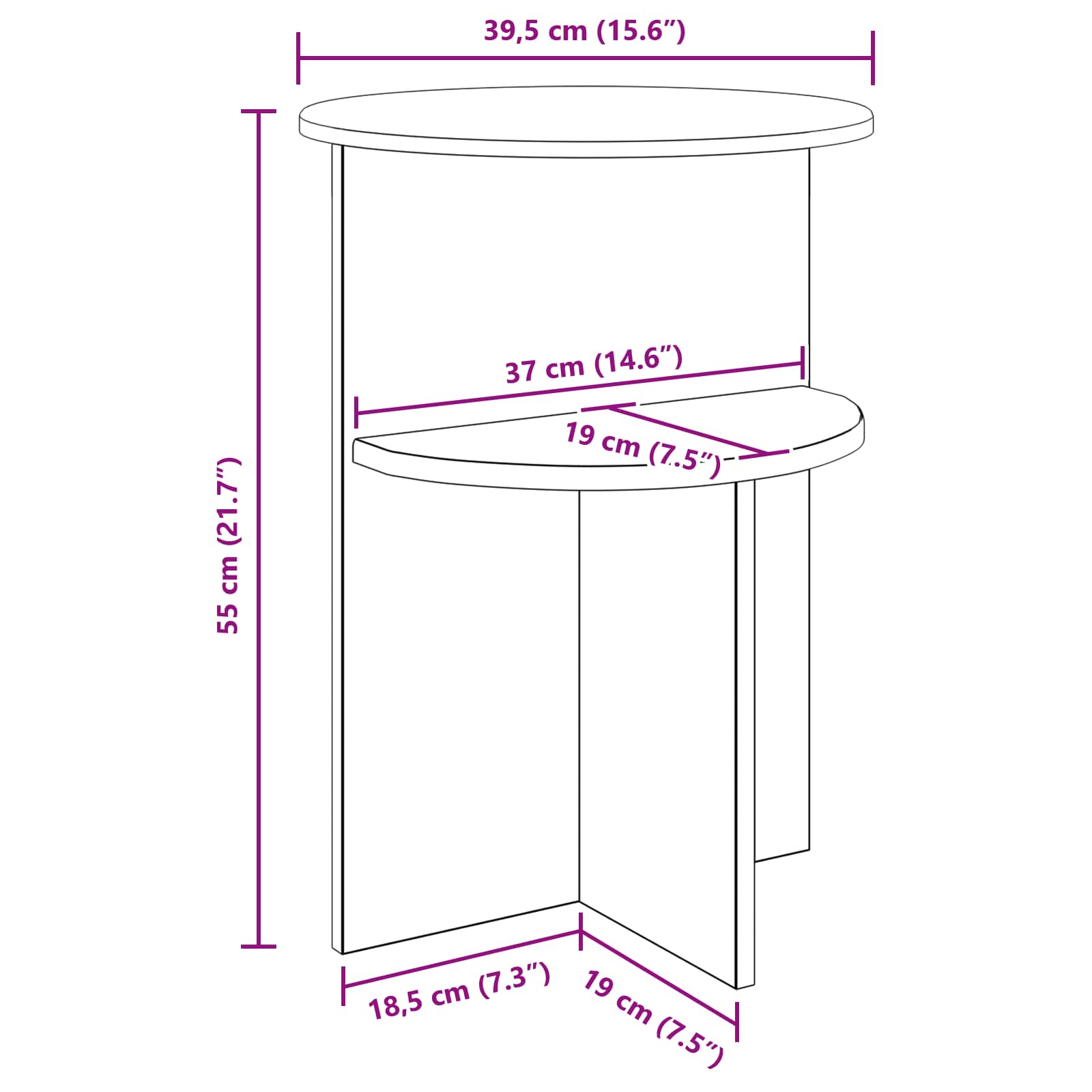 Table d'appoint Chêne Sonoma Ø 39,5 x 55 cm Bois d'ingénierie - XIOS