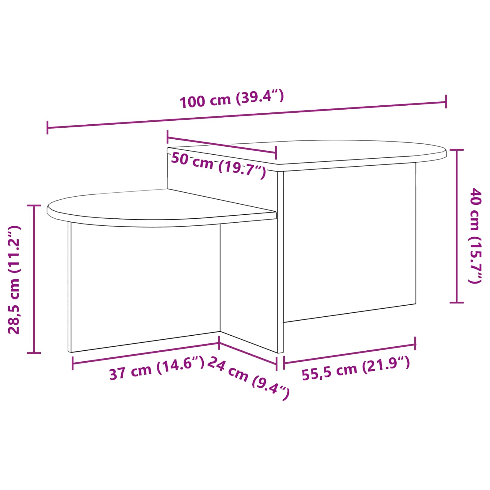 Table basse Blanc brillant 100 x 50 x 40 cm Bois d'ingénierie - XIOS