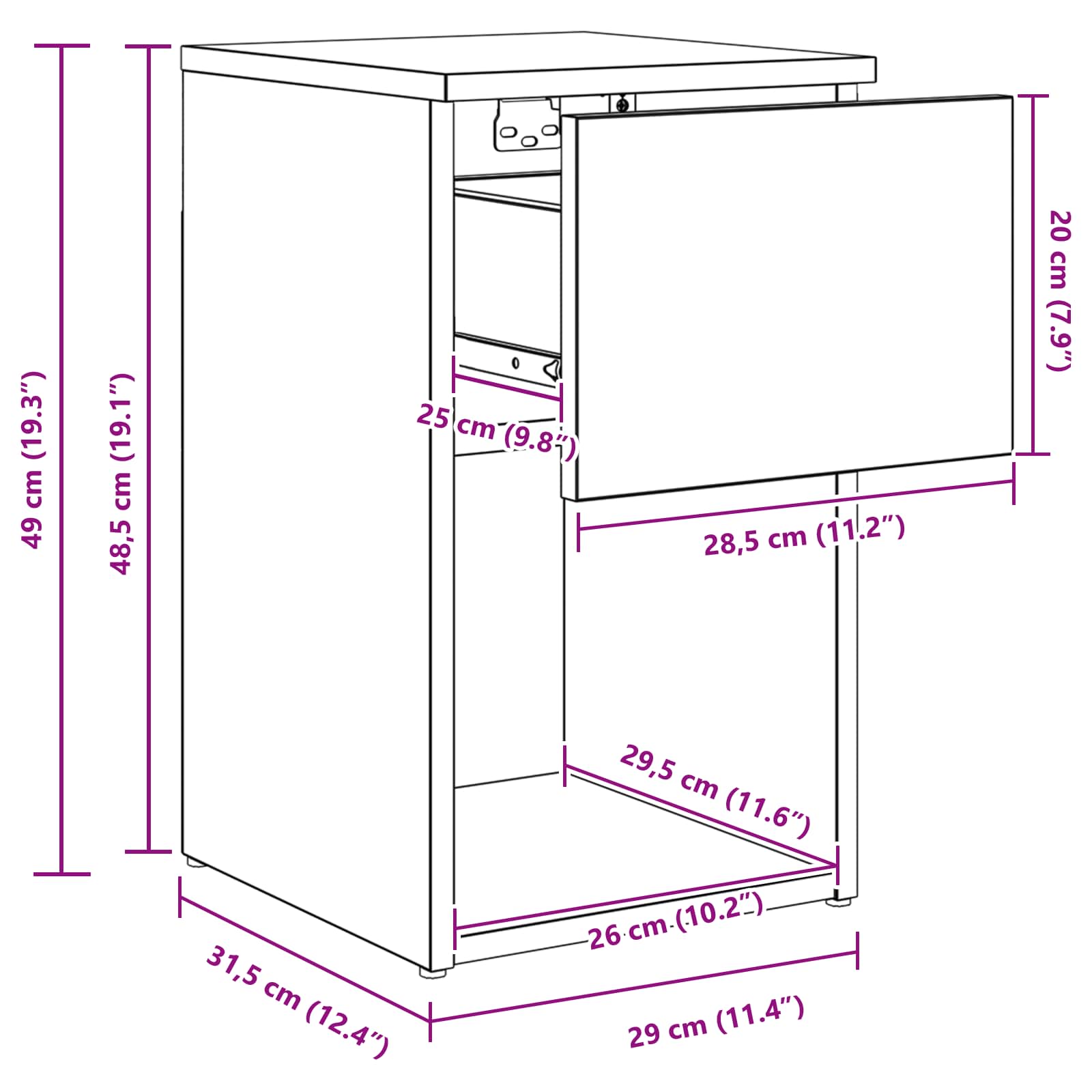 Armoire de lit 2 pcs Chêne fumé 29 x 31,5 x 49 cm - XIOS