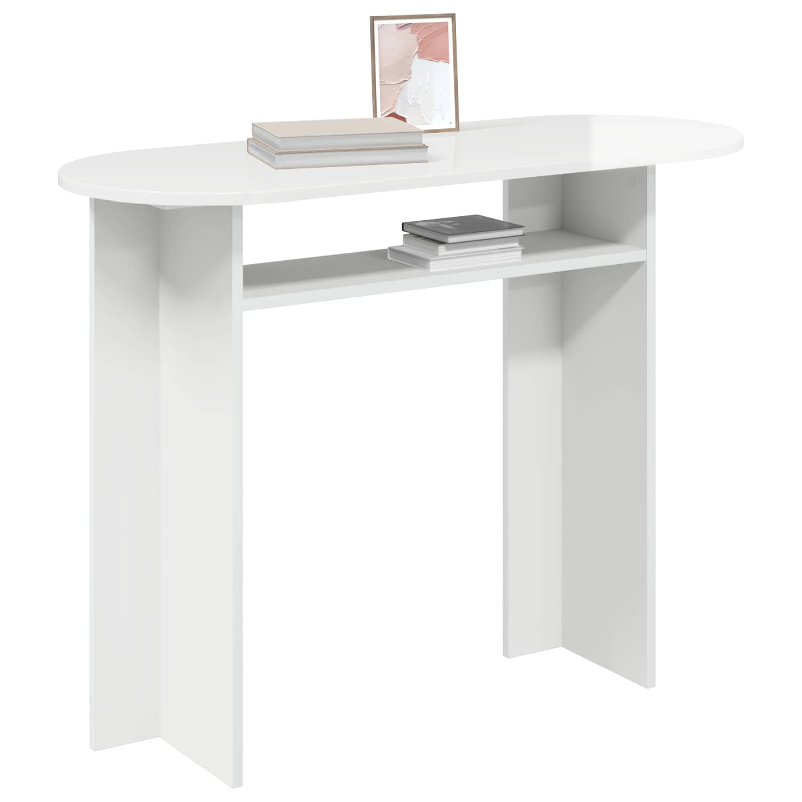 Table console avec stockage Blanc brillant 100 x 39,5 x 75 cm - XIOS