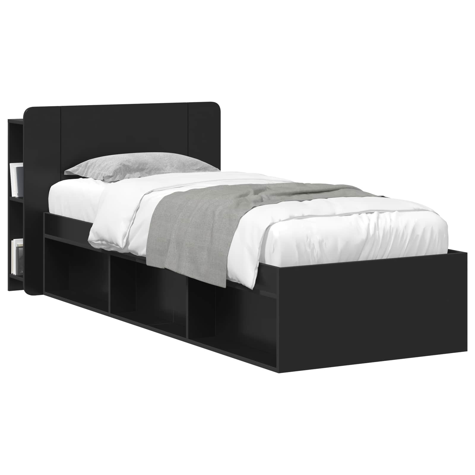 Cabinet de Tête de Lit avec stockage Noir Bois d'ingénierie - XIOS
