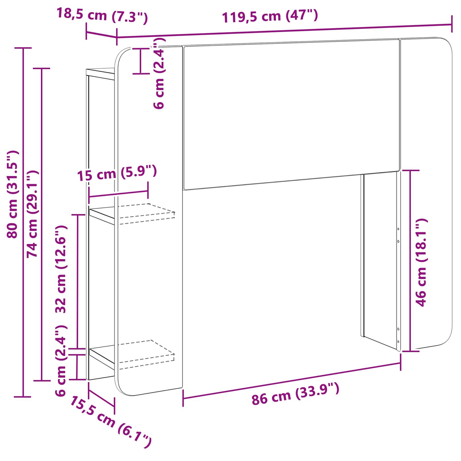 Cabinet de Tête de Lit Blanc brillant Bois d'ingénierie - XIOS