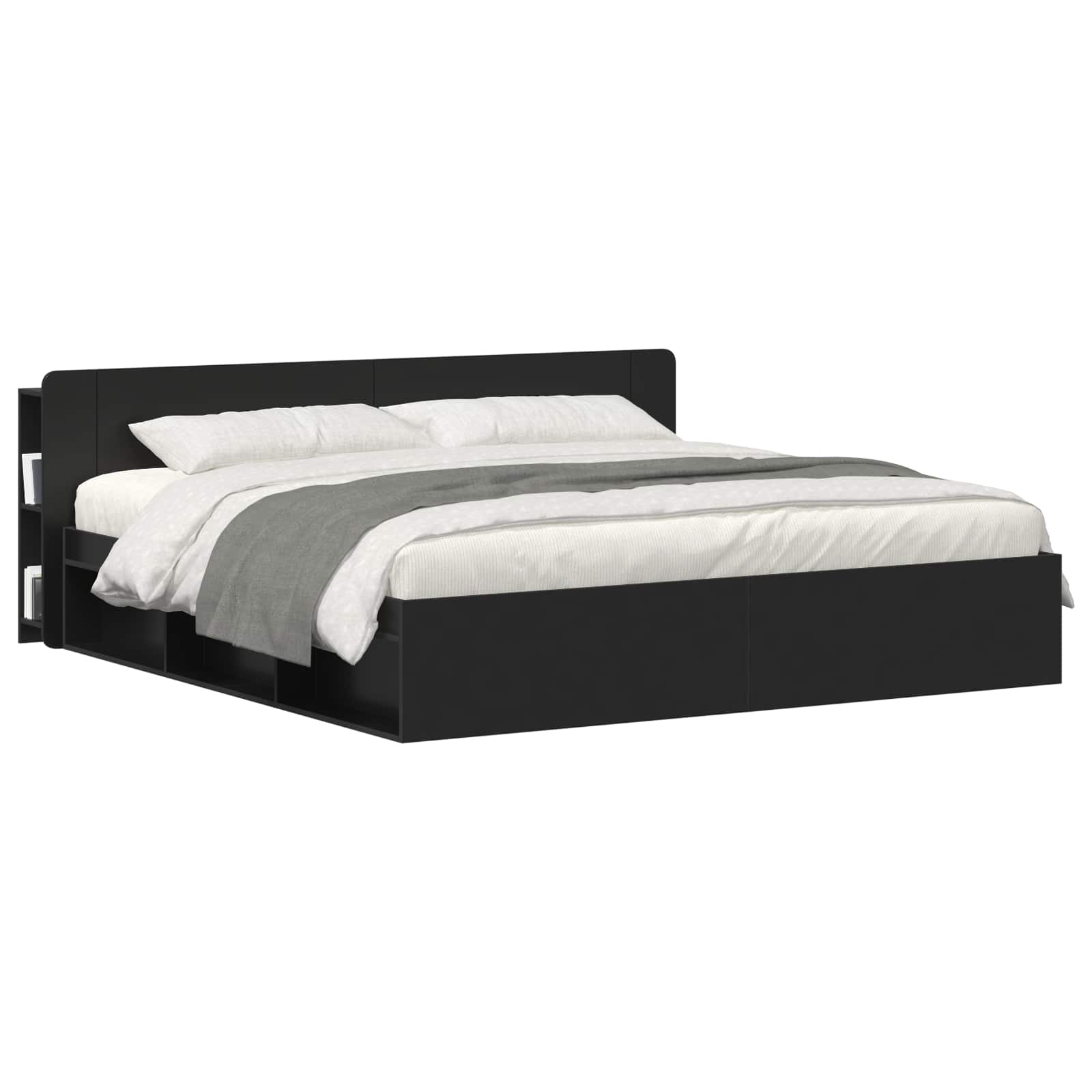 Cabinet de Tête de Lit avec stockage Noir Bois d'ingénierie - XIOS