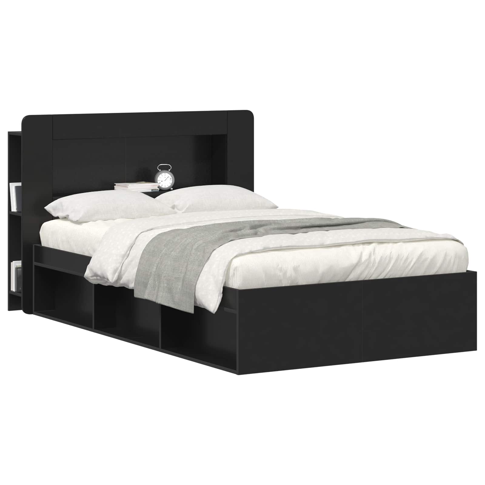Cabinet de Tête de Lit avec stockage Noir Bois d’ingénierie - XIOS