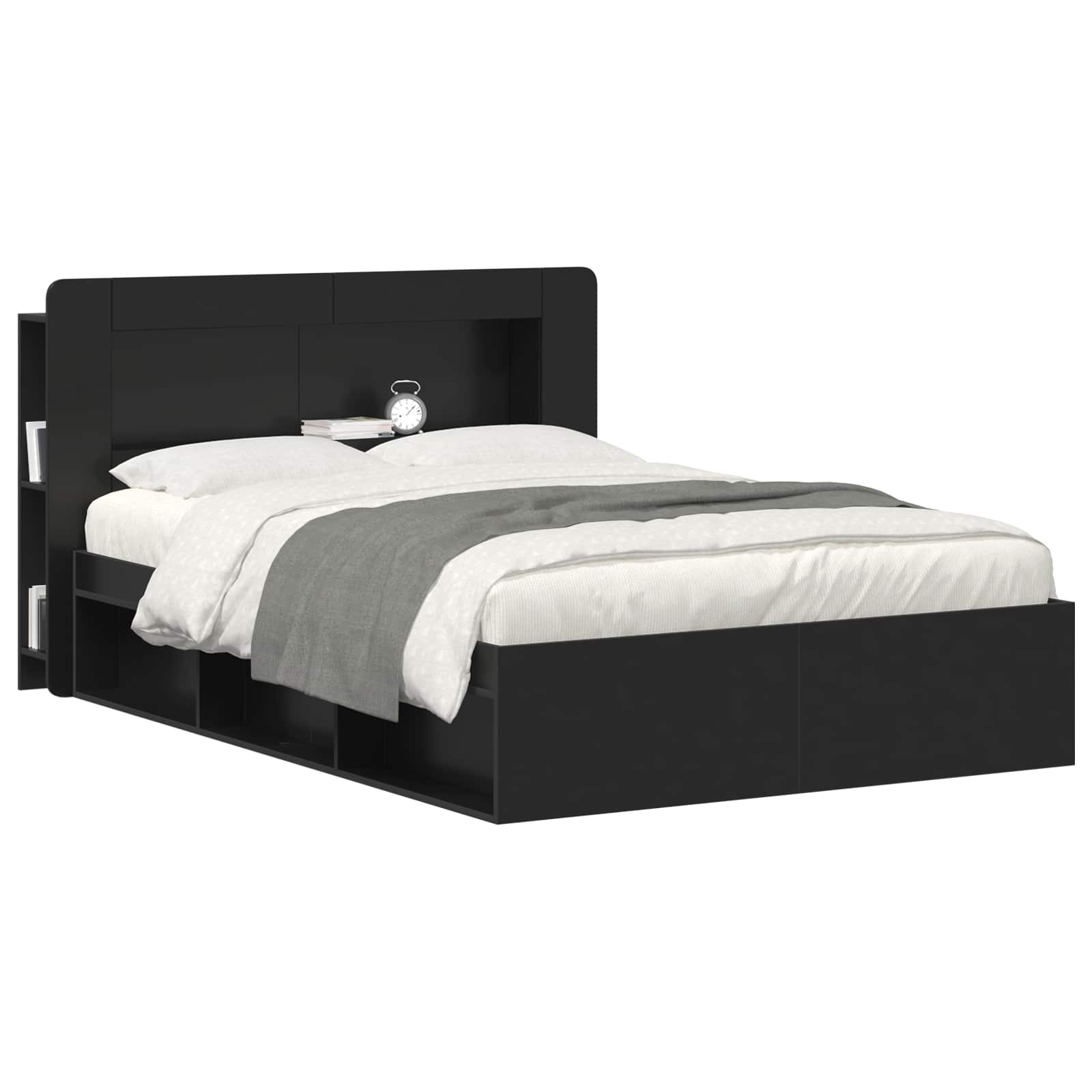 Cabinet de Tête de Lit avec stockage Noir Bois d’ingénierie - XIOS