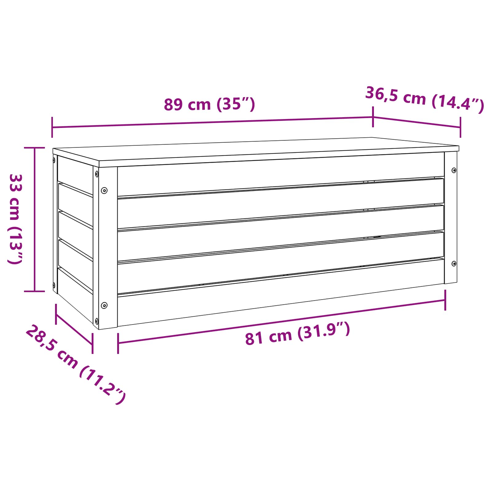 Boîte de rangement avec stockage Cire marron 89 x 36,5 x 33 cm - XIOS
