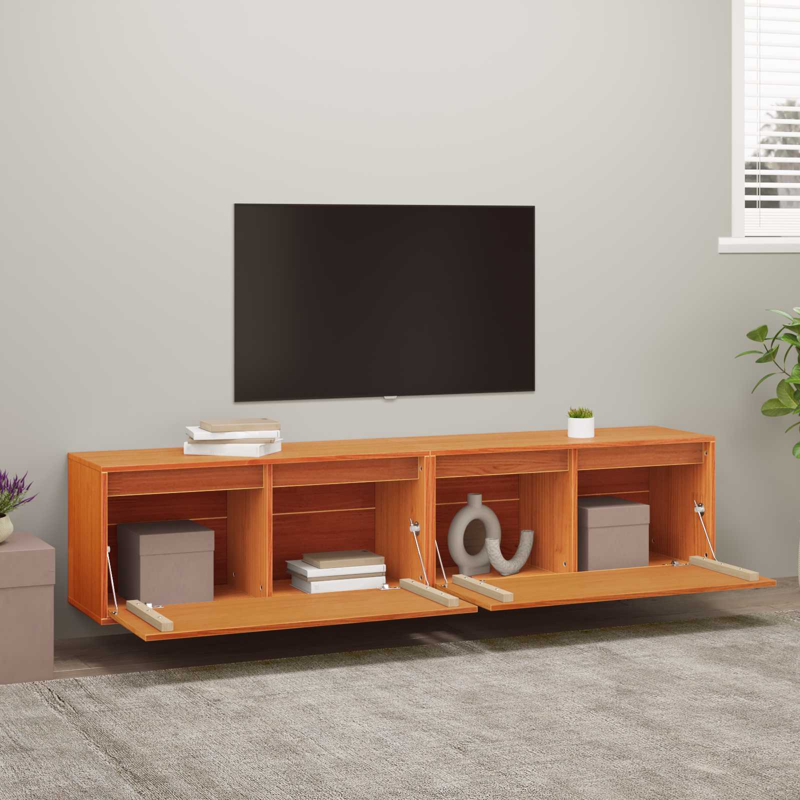 Meuble mural avec étagère 2 pcs Cire marron 80 x 30 x 35 cm - XIOS