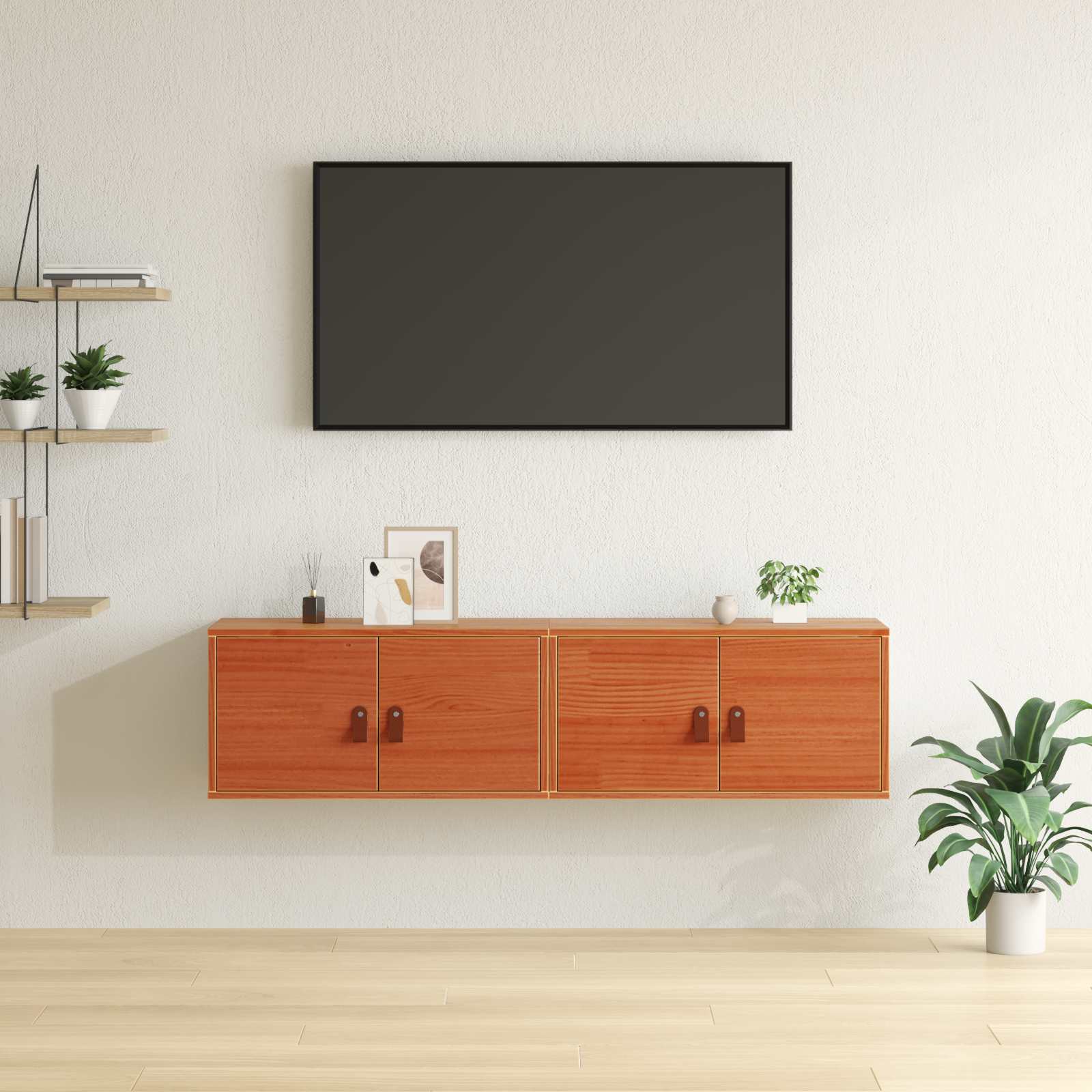 Meuble mural avec étagère 2 pcs Cire marron 60 x 30 x 30 cm - XIOS