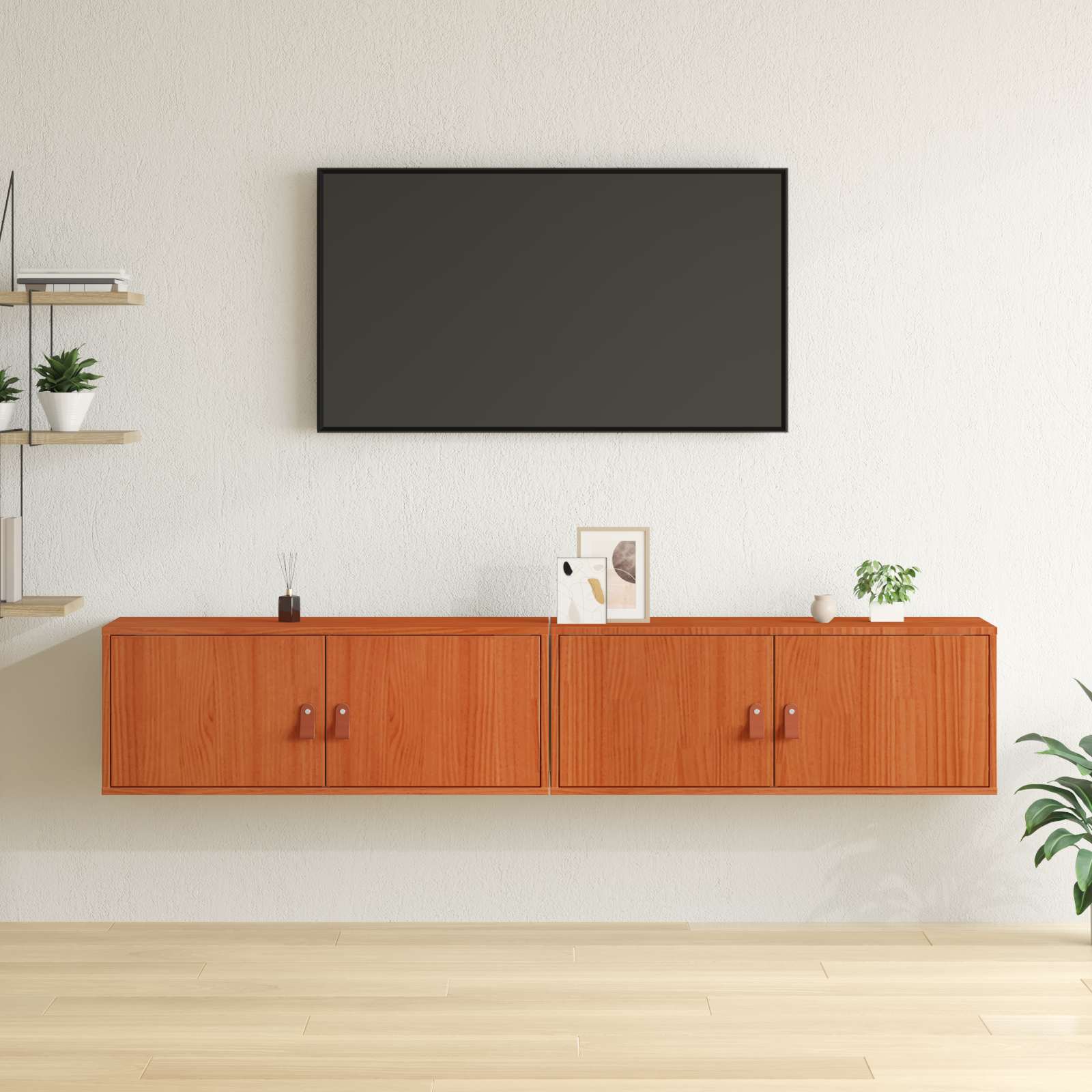 Meuble mural avec étagère 2 pcs Cire marron 80 x 30 x 30 cm - XIOS