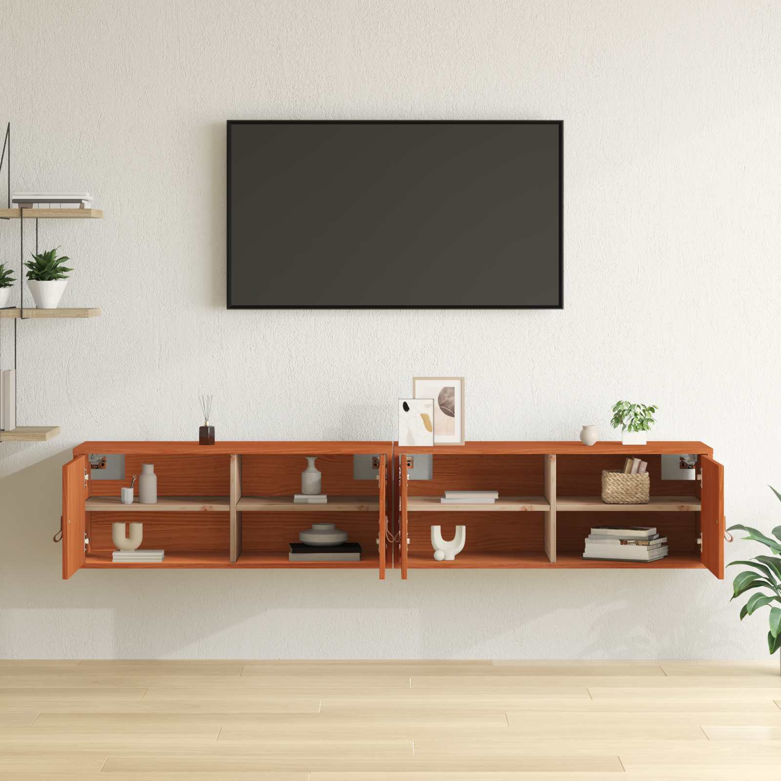 Meuble mural avec étagère 2 pcs Cire marron 80 x 30 x 30 cm - XIOS