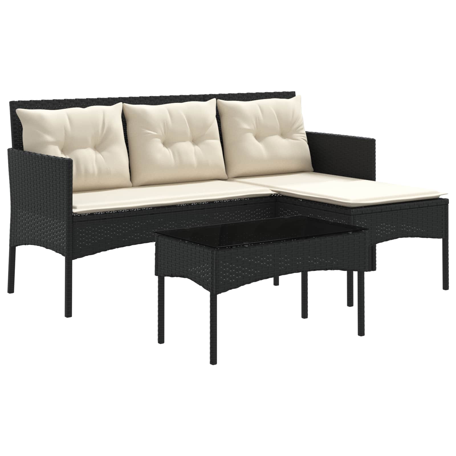 Ensemble de canapé de jardin 2 pcs Noir et Crème polyrotin - XIOS