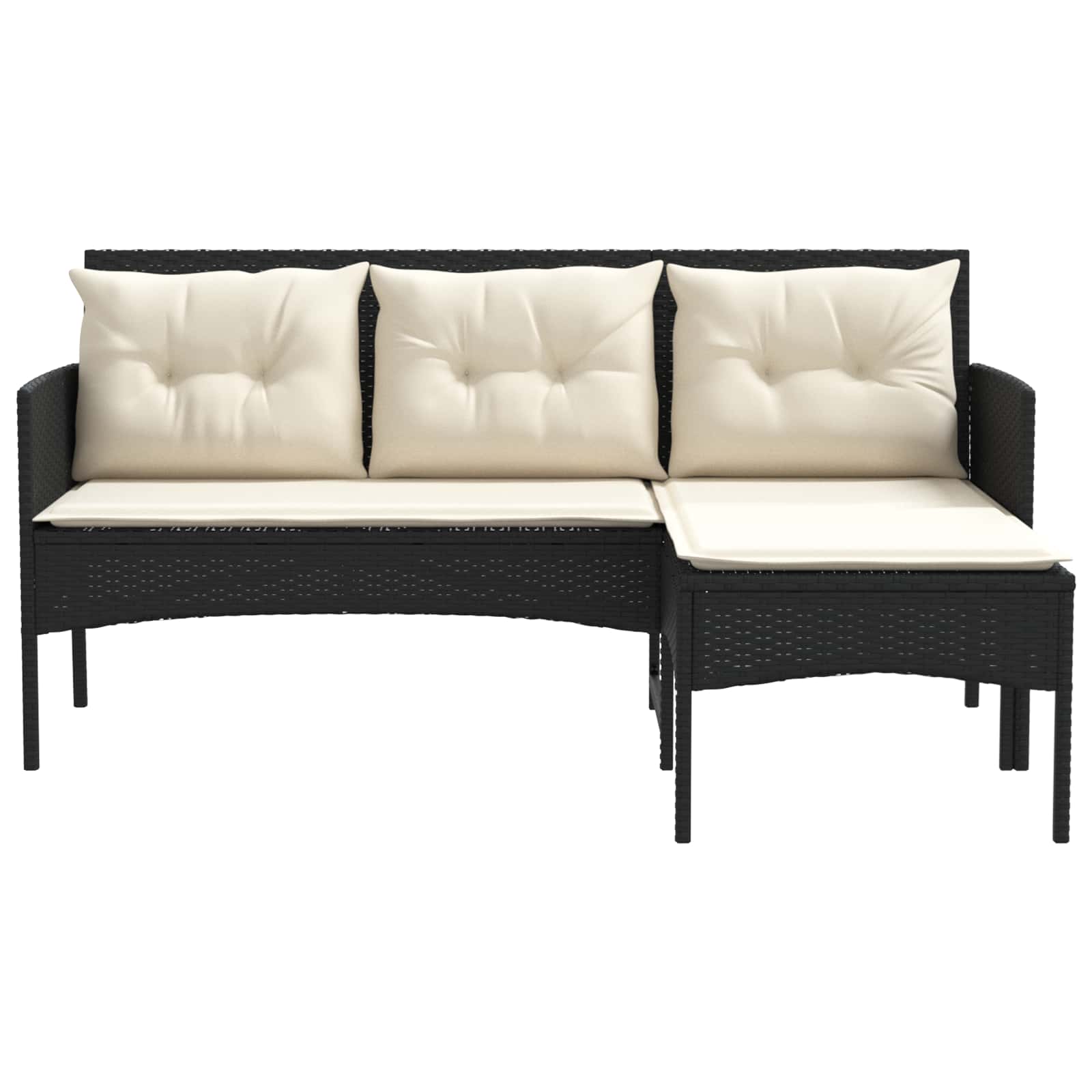 Ensemble de canapé de jardin 2 pcs Noir et Crème polyrotin - XIOS