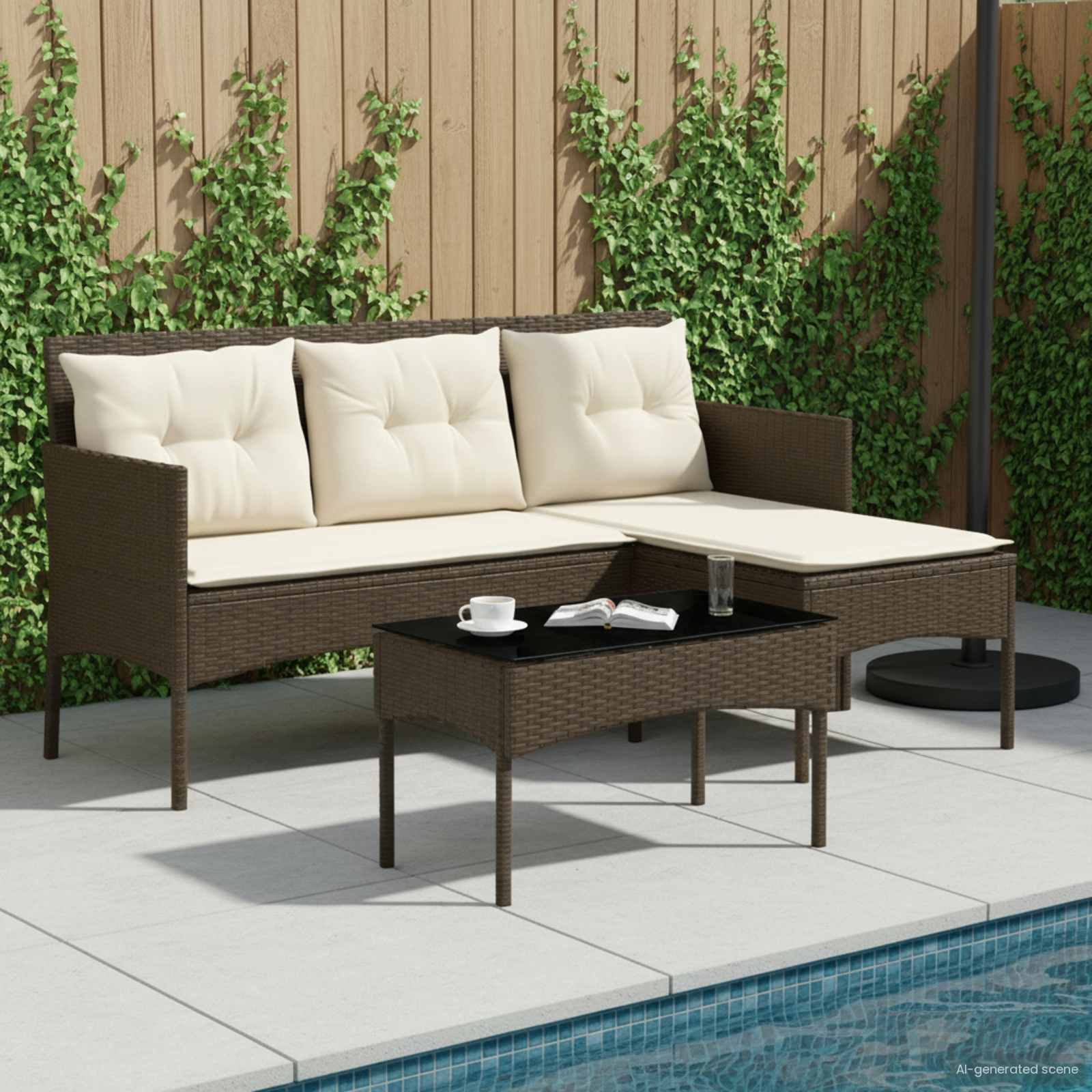 Ensemble de canapé de jardin avec coussin 2 pcs polyrotin - XIOS