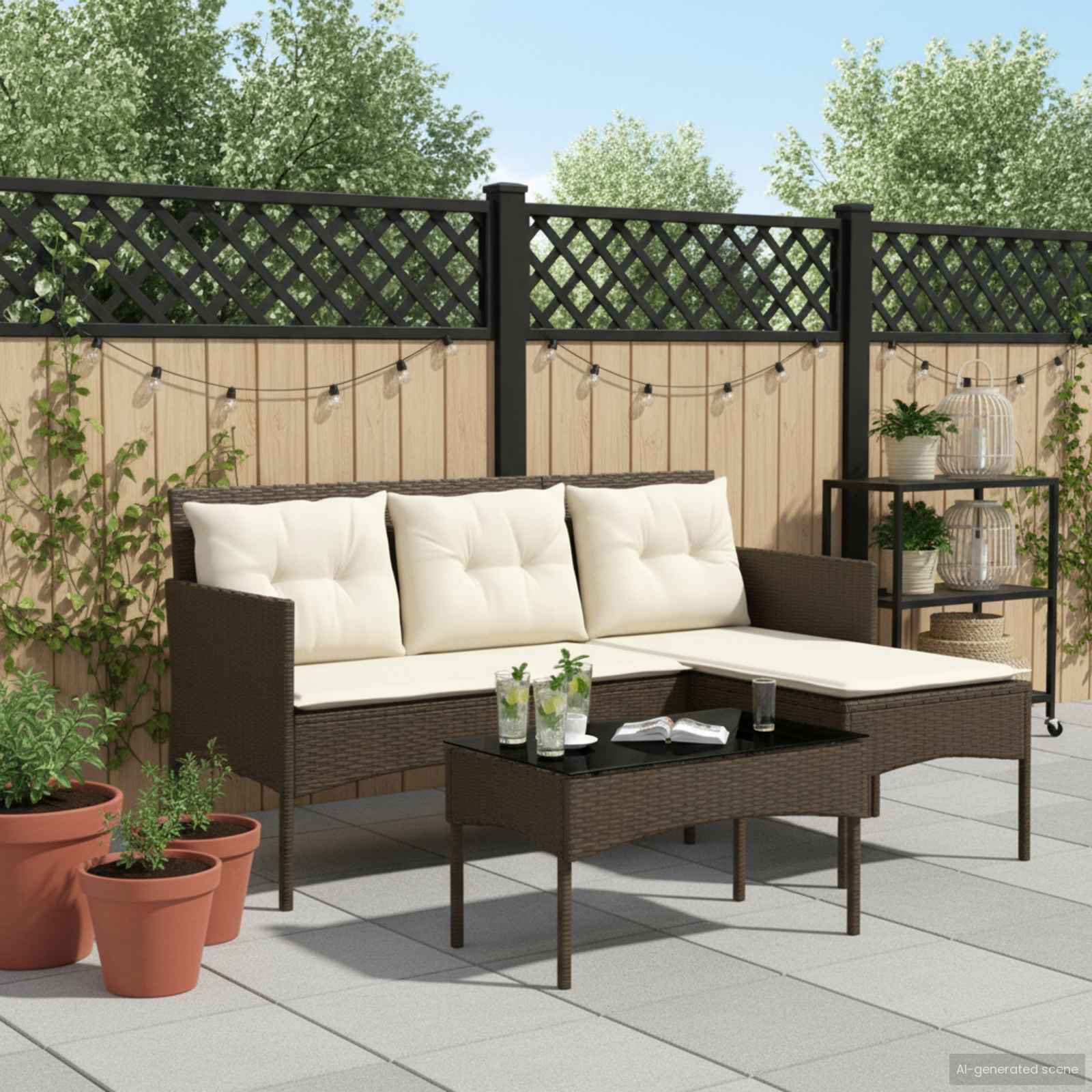 Ensemble de canapé de jardin avec coussin 2 pcs polyrotin - XIOS