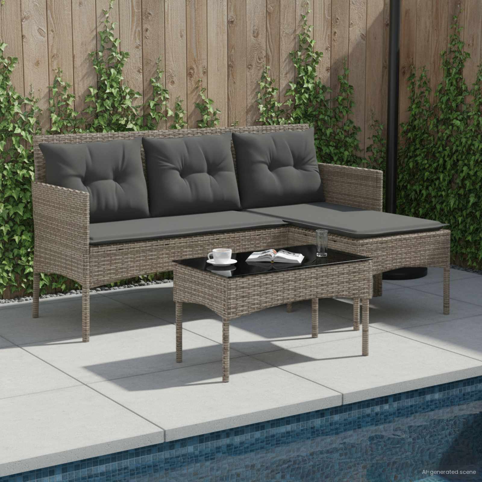 Ensemble de canapé de jardin avec coussin 2 pcs polyrotin - XIOS