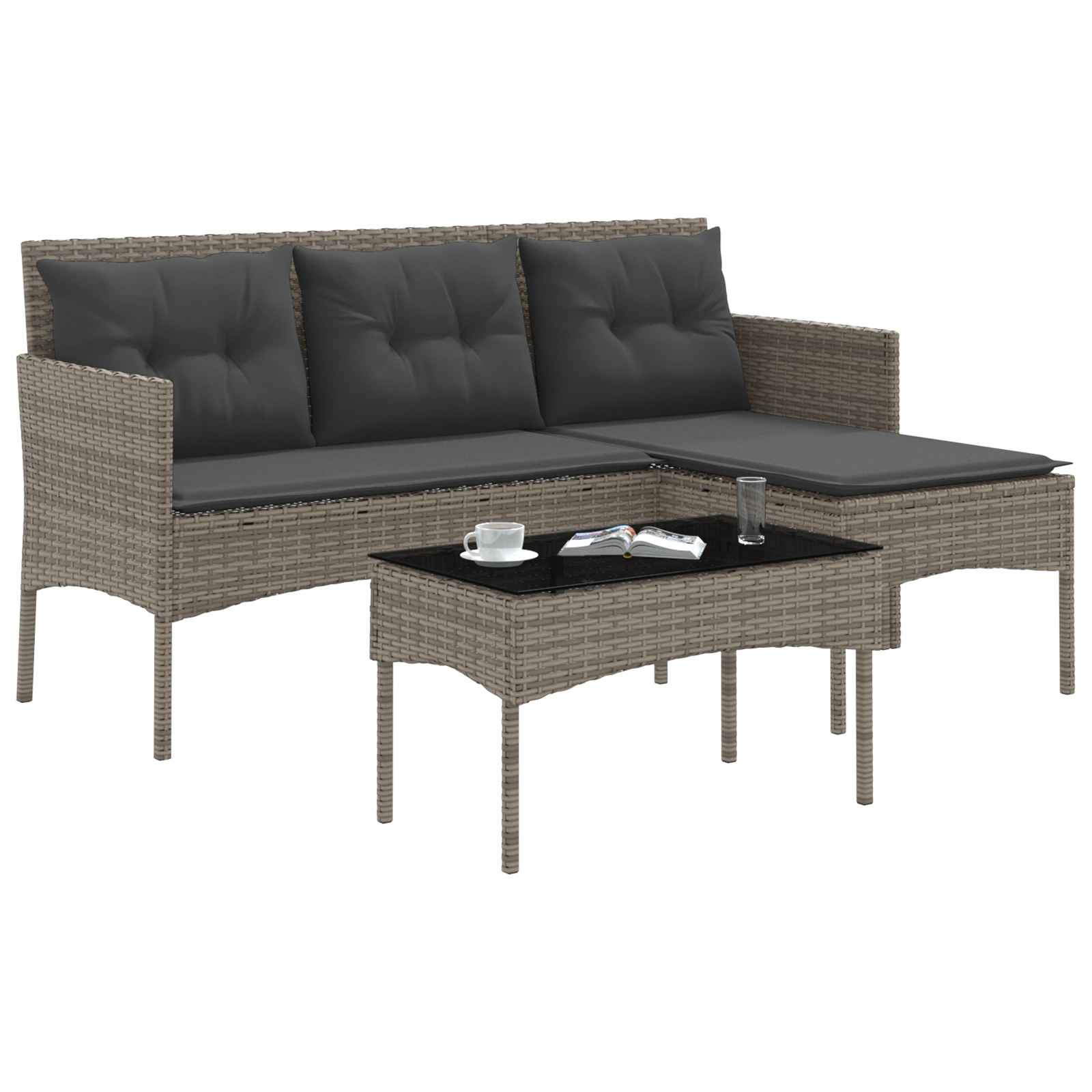 Ensemble de canapé de jardin avec coussin 2 pcs polyrotin - XIOS