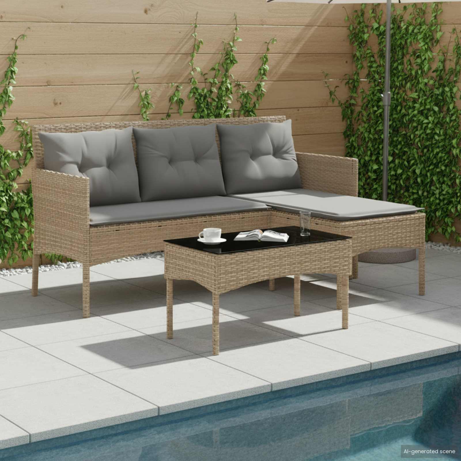 Ensemble de canapé de jardin avec coussin 2 pcs polyrotin - XIOS