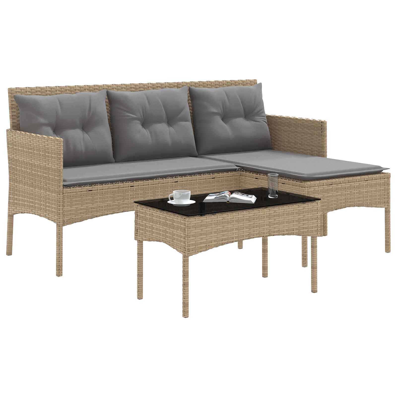 Ensemble de canapé de jardin avec coussin 2 pcs polyrotin - XIOS