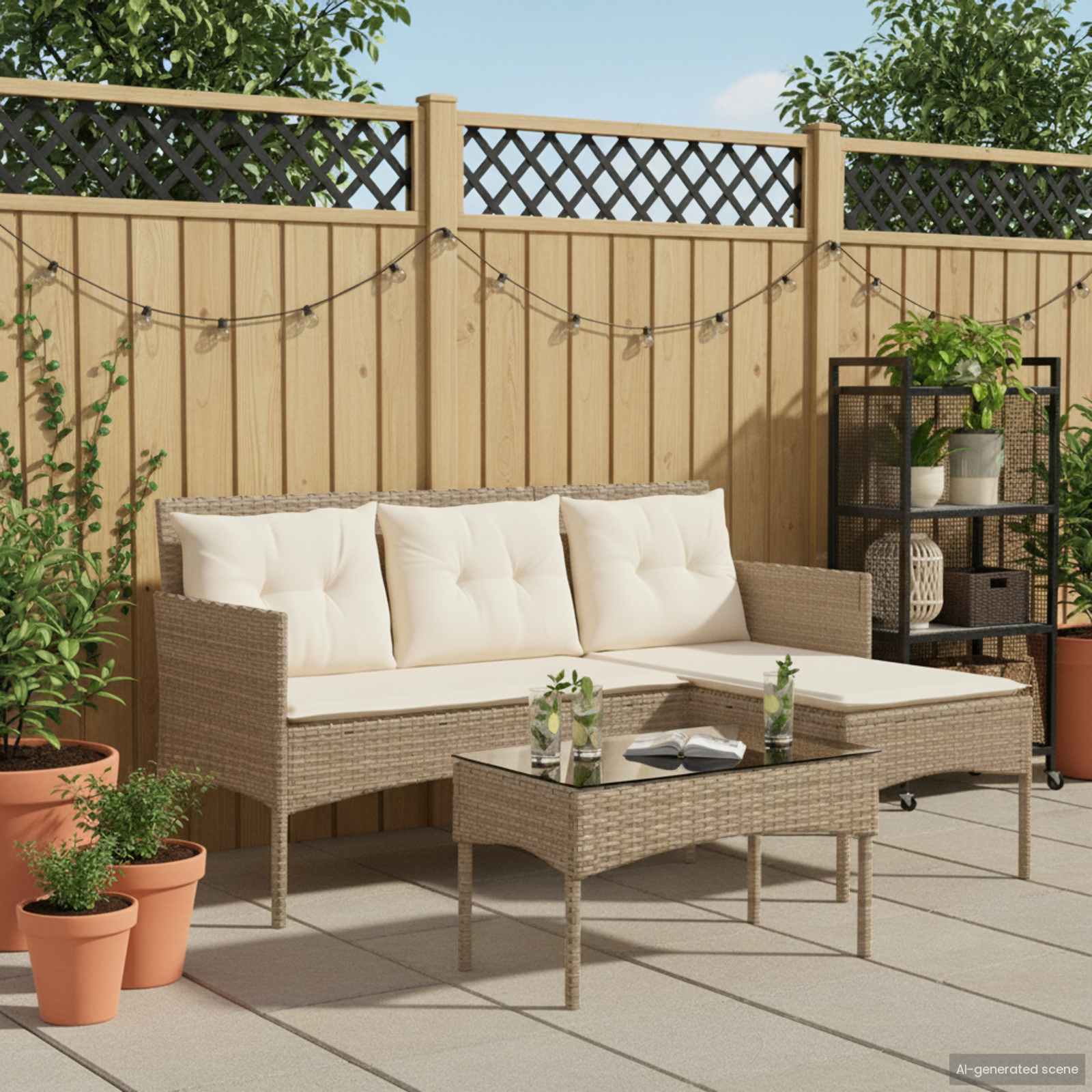 Ensemble de canapé de jardin avec coussin 2 pcs polyrotin - XIOS