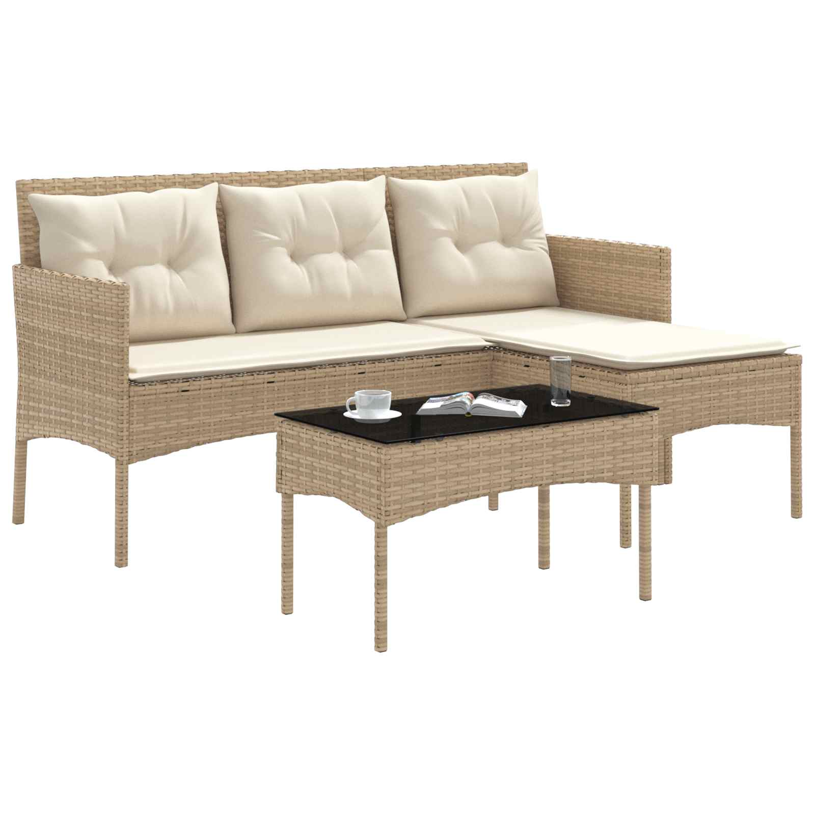 Ensemble de canapé de jardin avec coussin 2 pcs polyrotin - XIOS