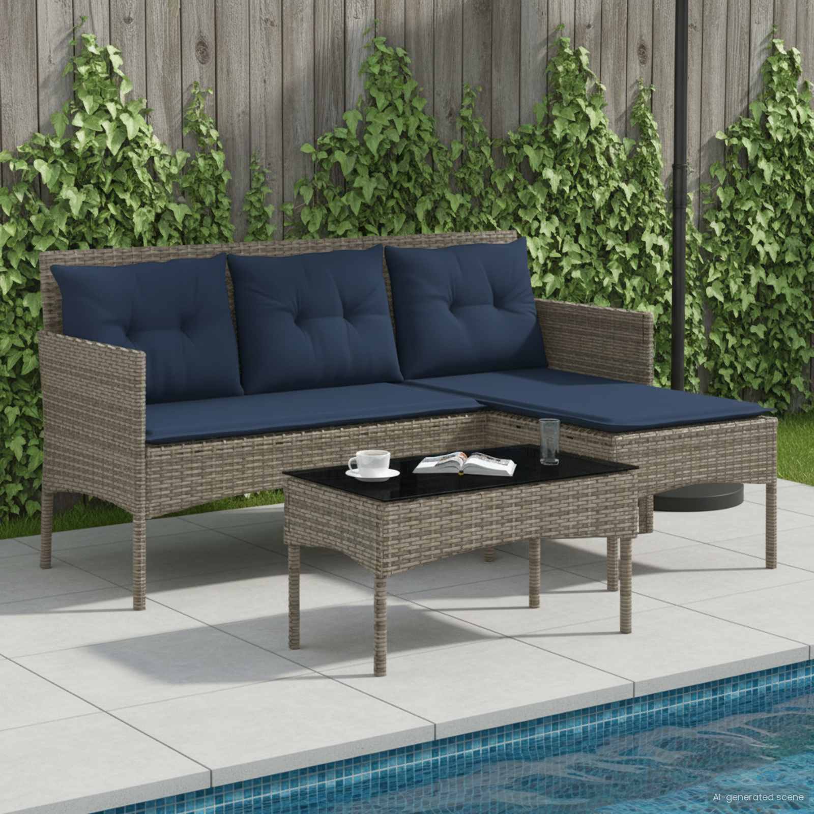 Ensemble de canapé de jardin 2 pcs Gris et bleu marine - XIOS