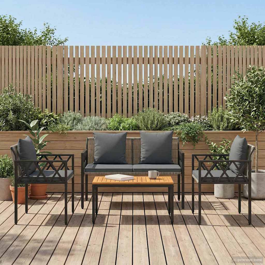 Ensemble de meubles d'extérieur 4 pcs Gris et Gris foncé - XIOS