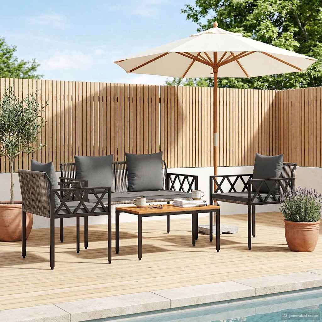 Ensemble de meubles d'extérieur 4 pcs Gris et Gris foncé - XIOS