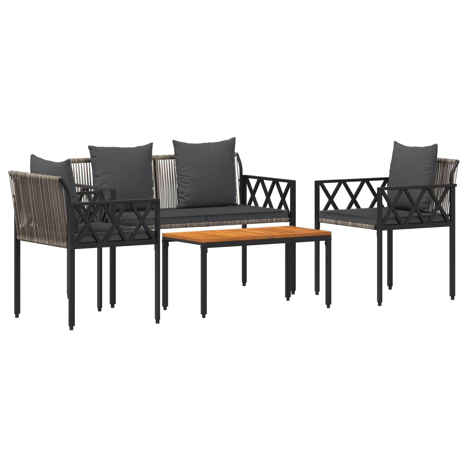 Ensemble de meubles d'extérieur 4 pcs Gris et Gris foncé - XIOS
