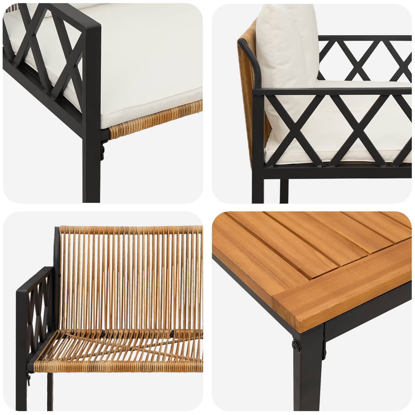 Ensemble de meubles d'extérieur 4 pcs Marron et crème blanche - XIOS