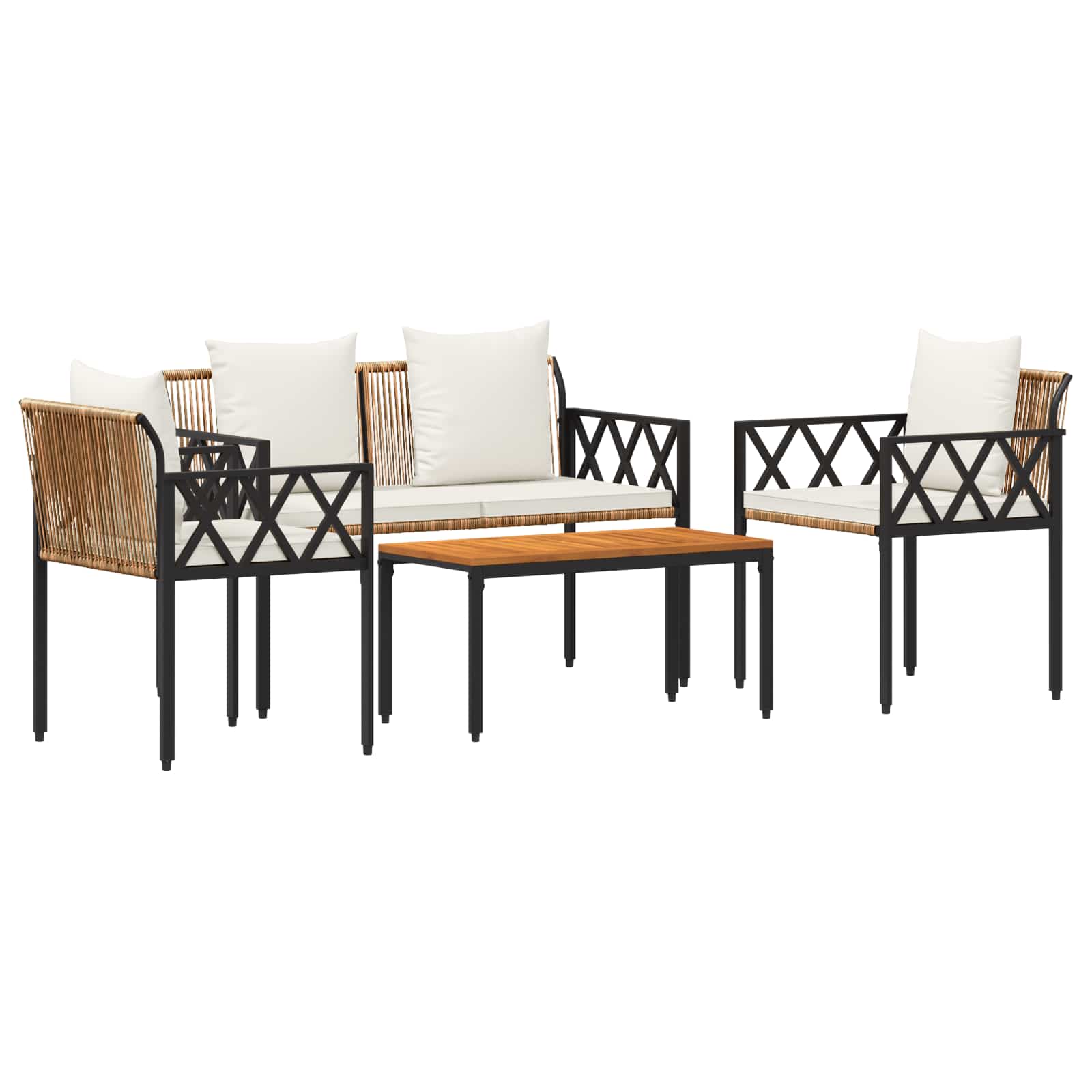 Ensemble de meubles d'extérieur 4 pcs Marron et crème blanche - XIOS