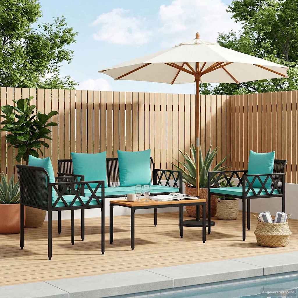 Ensemble de meubles d'extérieur 4 pcs Noir et turquoise - XIOS
