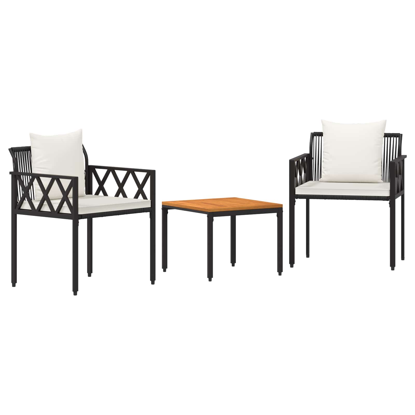 Ensemble de meubles d'extérieur 3 pcs Noir et blanc crème - XIOS