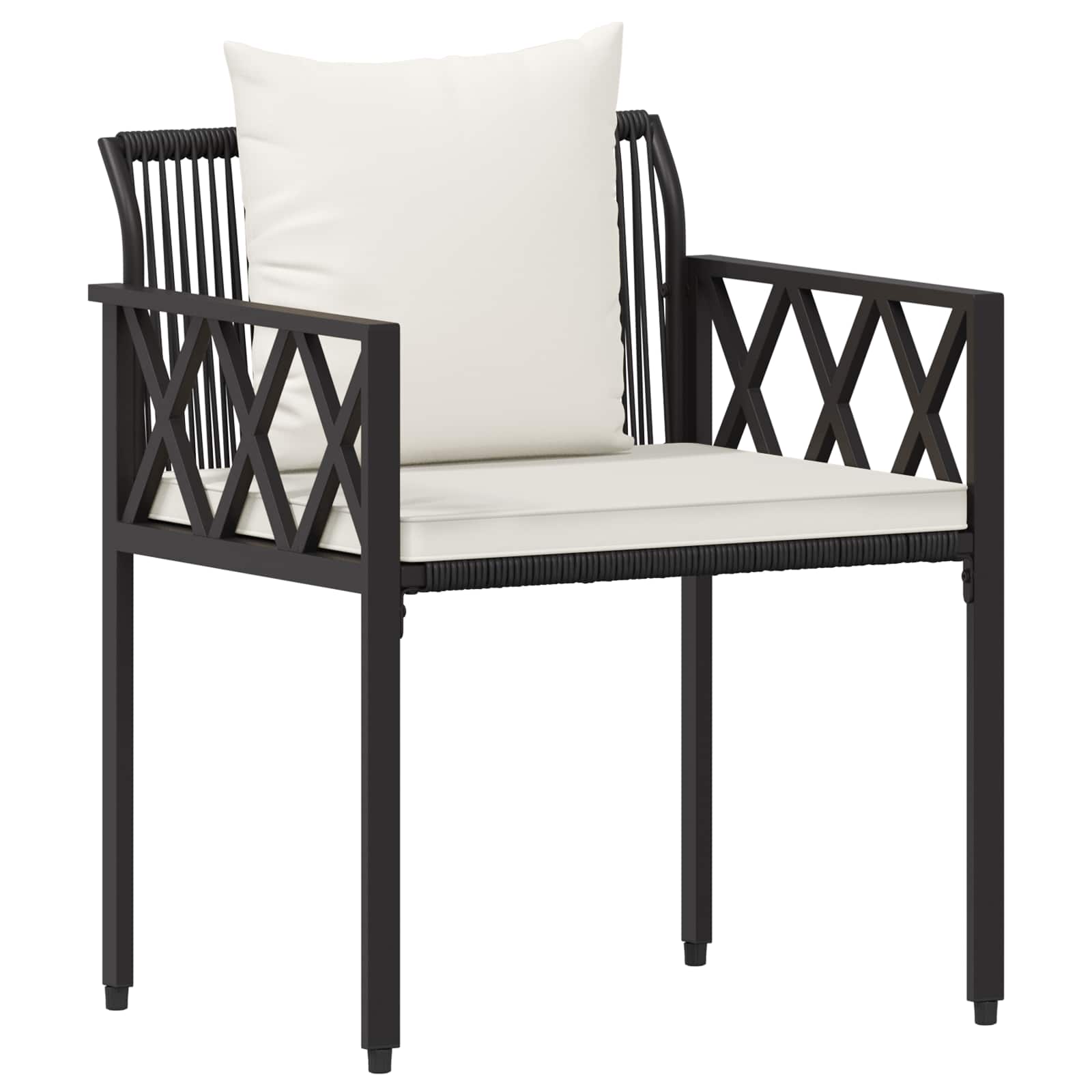 Ensemble de meubles d'extérieur 3 pcs Noir et blanc crème - XIOS