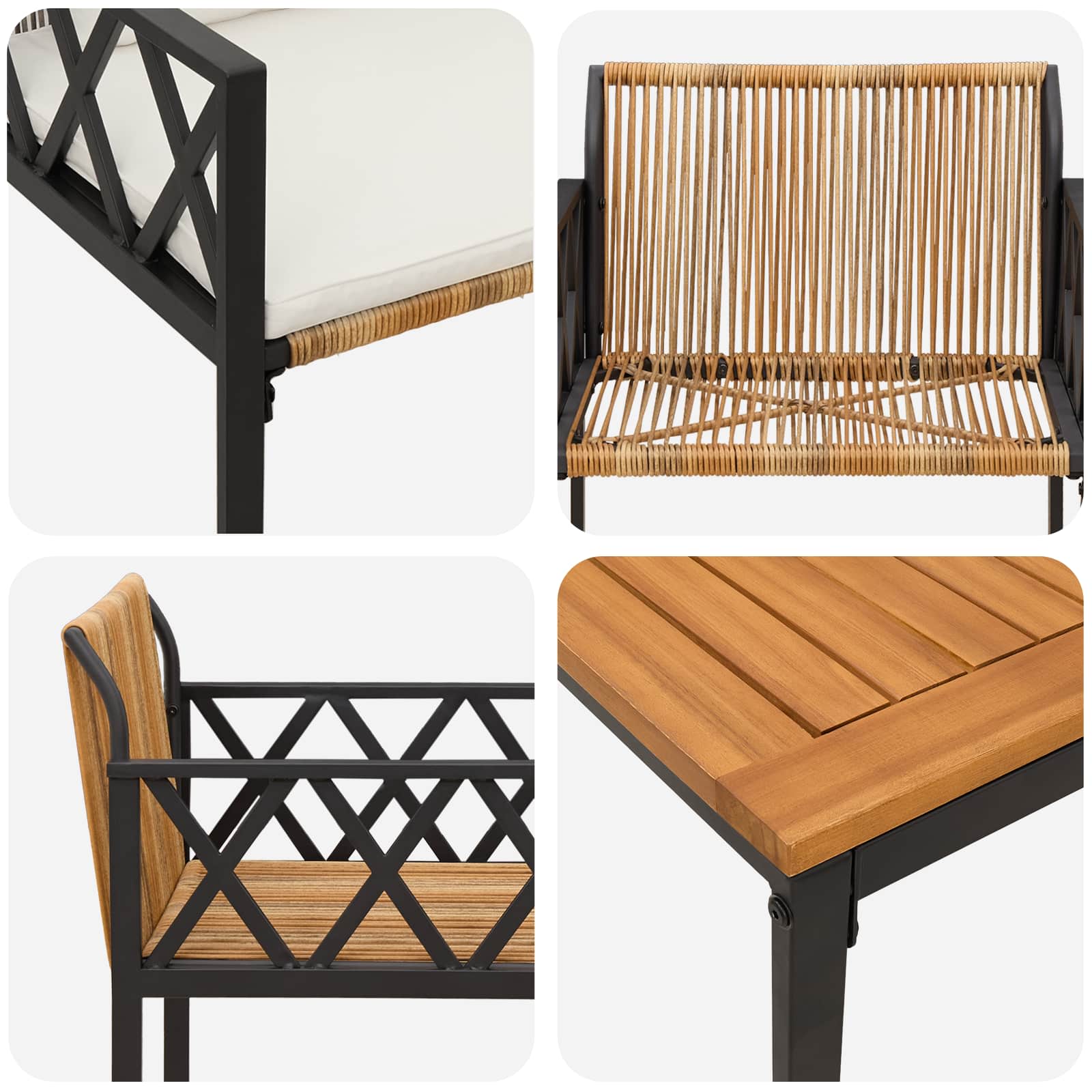 Ensemble de meubles d'extérieur 3 pcs Marron et crème blanche - XIOS