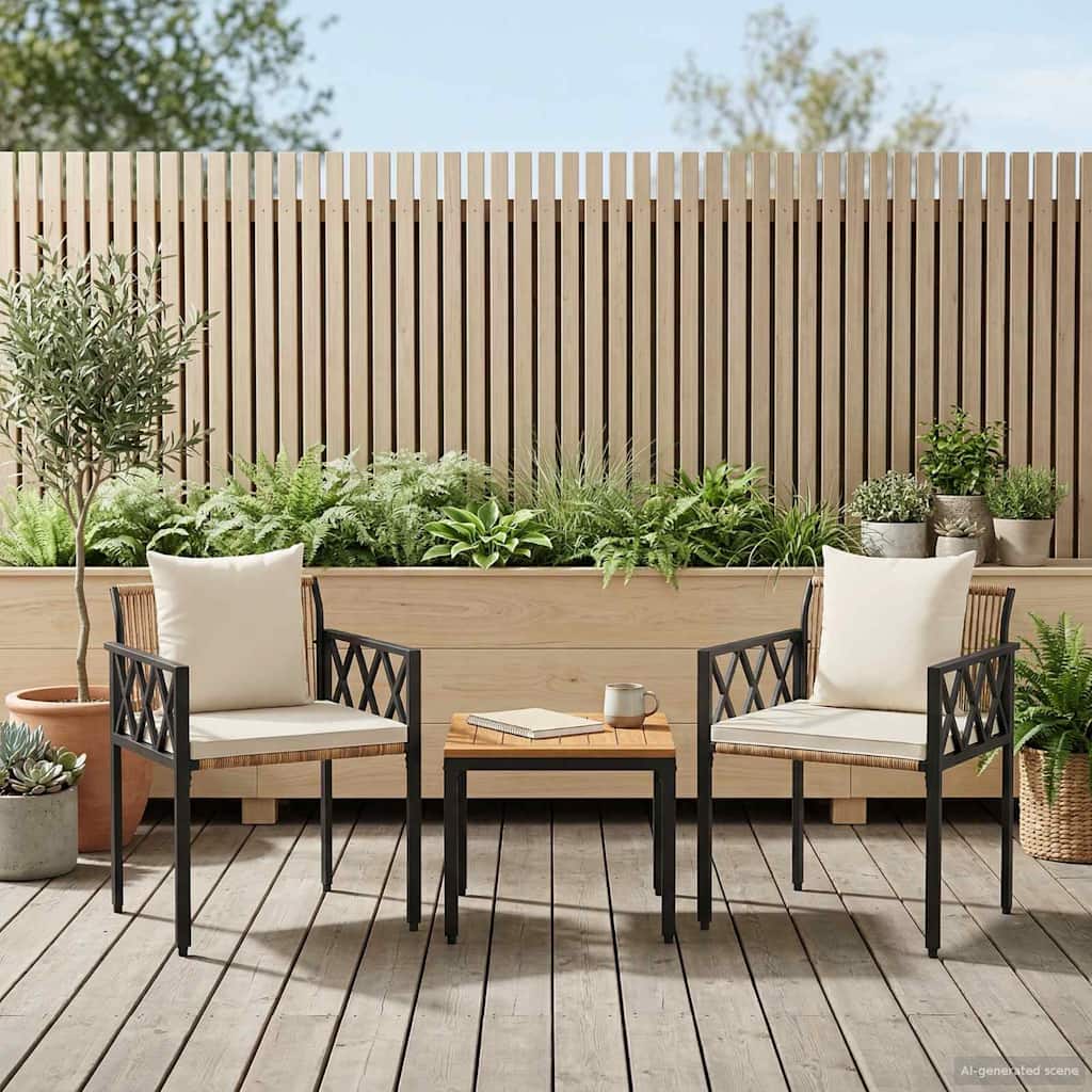 Ensemble de meubles d'extérieur 3 pcs Marron et crème blanche - XIOS