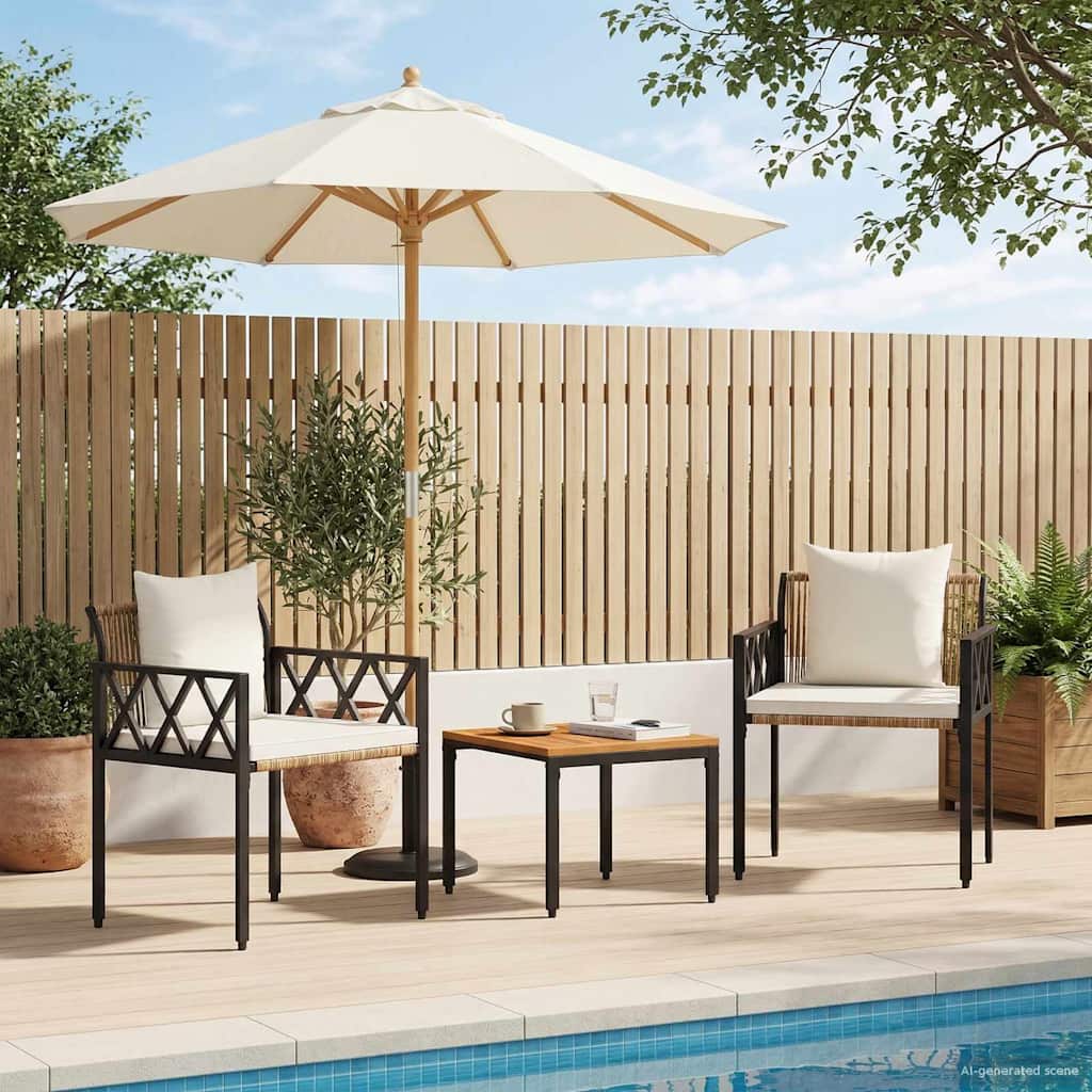 Ensemble de meubles d'extérieur 3 pcs Marron et crème blanche - XIOS