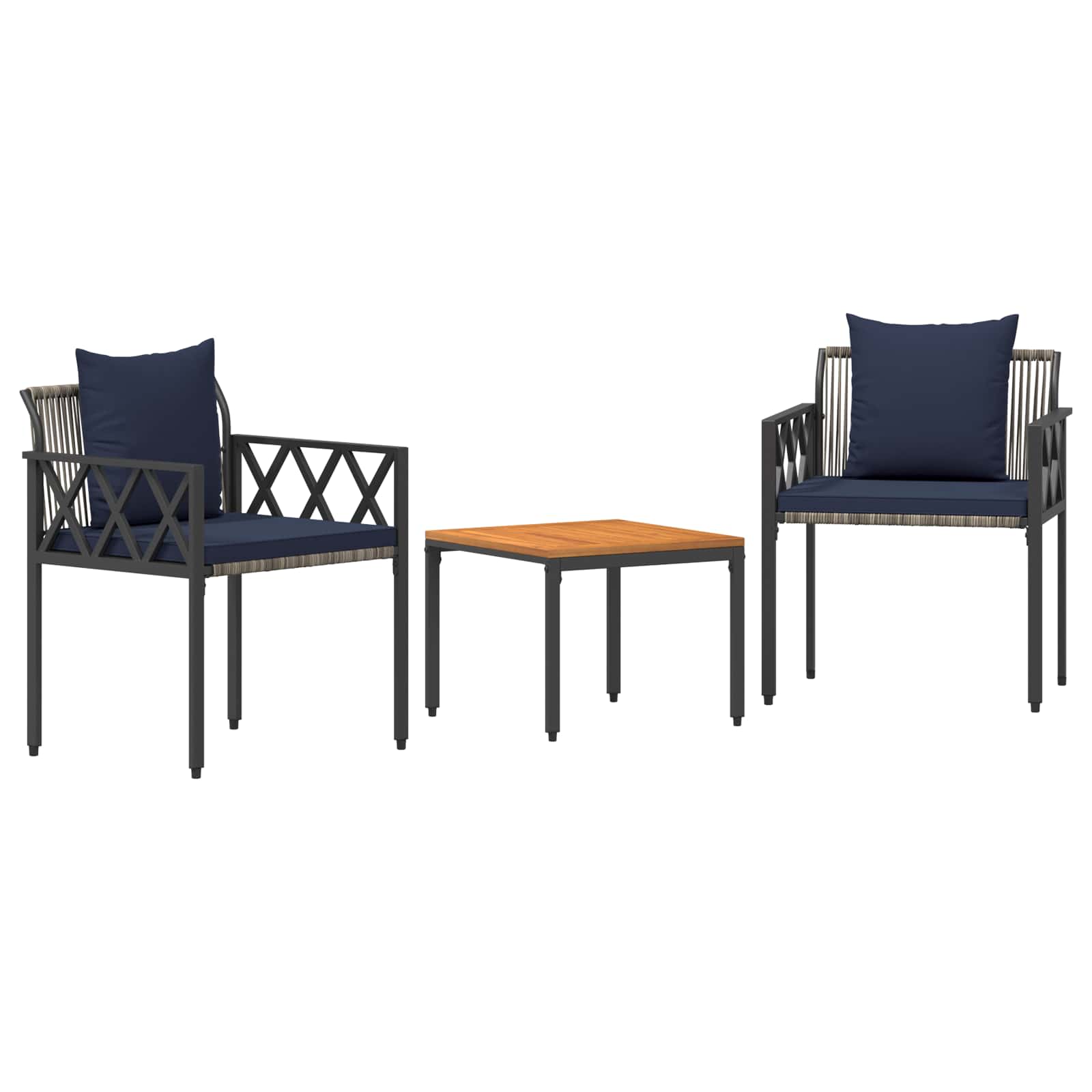 Ensemble de meubles d'extérieur 3 pcs Gris et bleu marine - XIOS