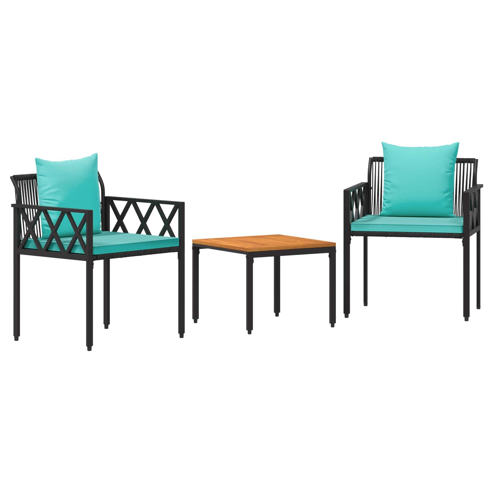 Ensemble de meubles d'extérieur 3 pcs Noir et turquoise - XIOS