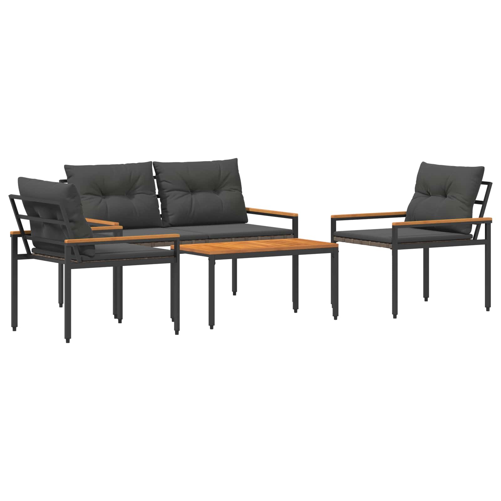 Ensemble de meubles d'extérieur 4 pcs Gris foncé polyrotin
