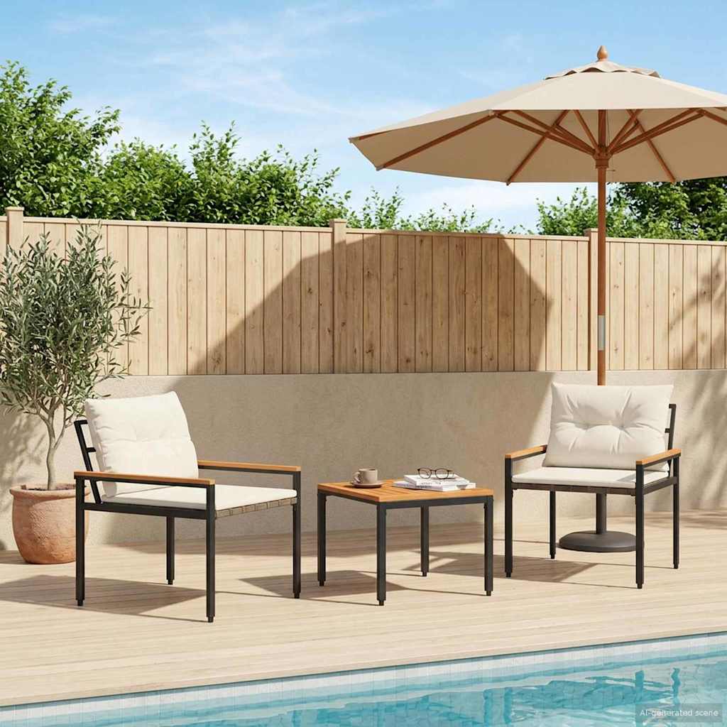 Ensemble de meubles d'extérieur 3 pcs Crème blanc polyrotin