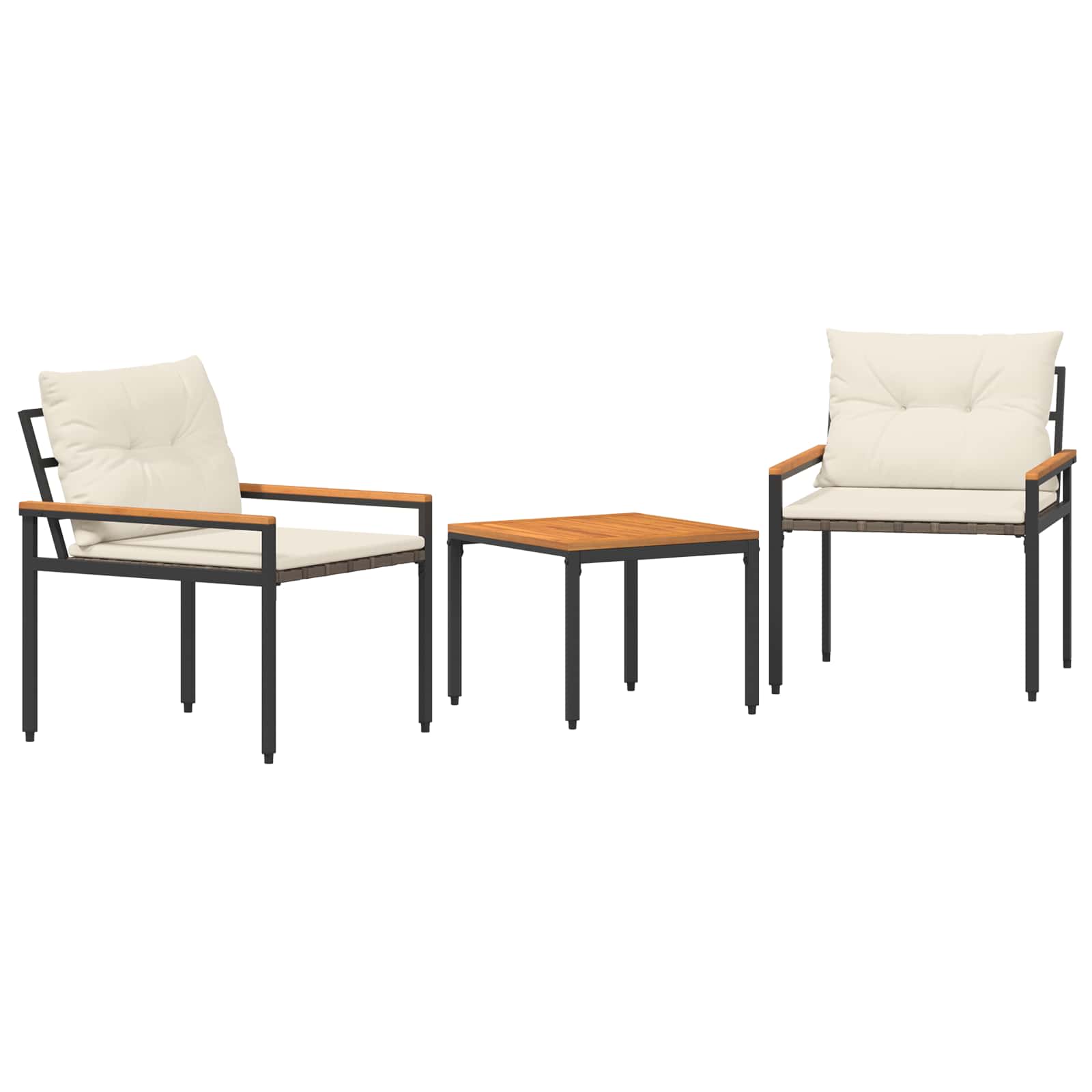 Ensemble de meubles d'extérieur 3 pcs Crème blanc polyrotin